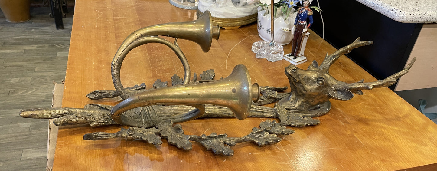 Brass Stag Wall Sconce with Candlesticks (03T00O)