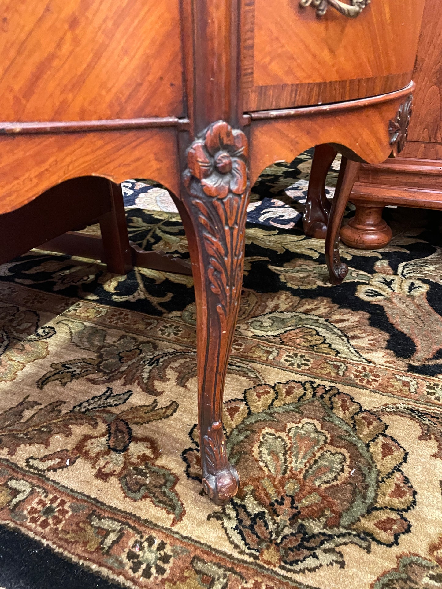 Vintage French Demilune chest with ormolu, AS IS (0HO00V)