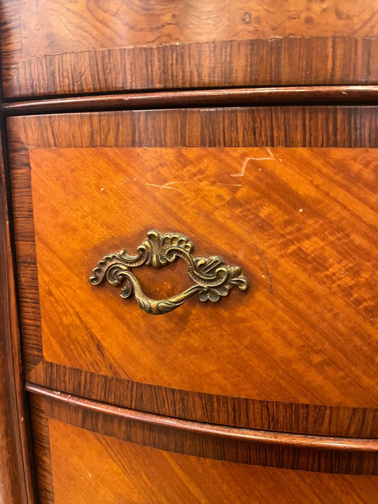 Vintage French Demilune chest with ormolu, AS IS (0HO00V)