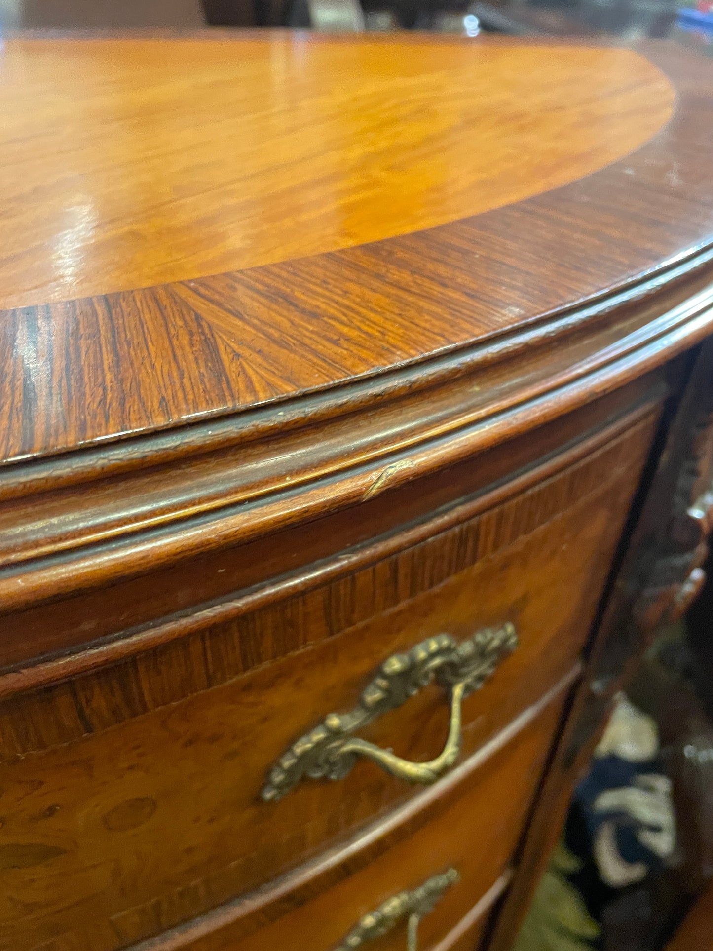 Vintage French Demilune chest with ormolu, AS IS (0HO00V)