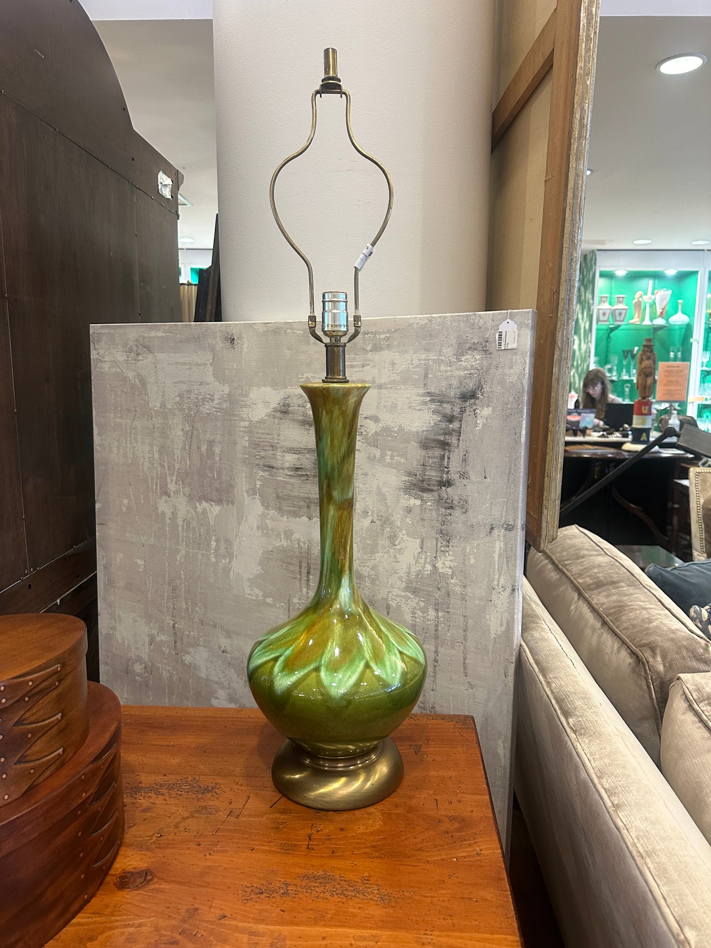 1950's Mid Century Drip Glaze Lamp (0ID003)