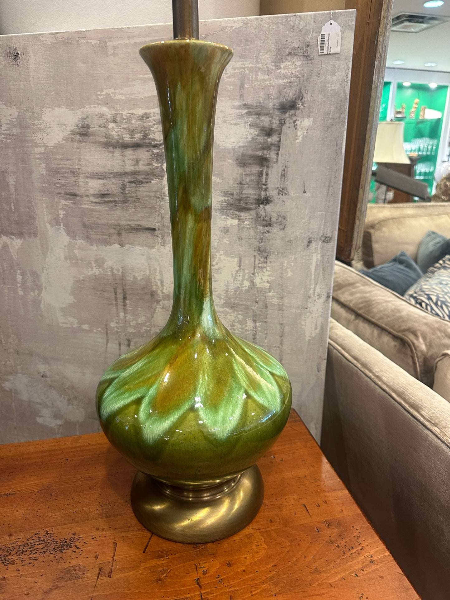 1950's Mid Century Drip Glaze Lamp (0ID003)