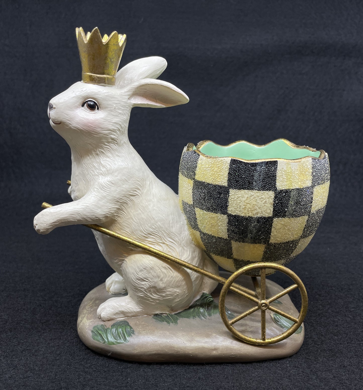 Mackenzie-Childs Courtly Check Easter Bunny with Egg Cart (0OO009)