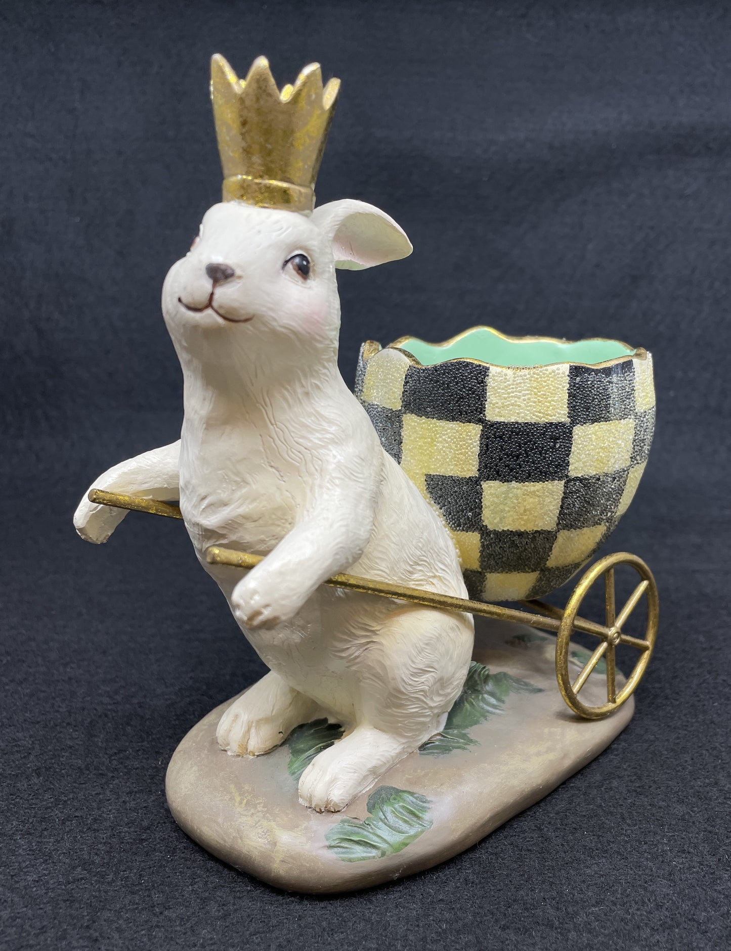 Mackenzie-Childs Courtly Check Easter Bunny with Egg Cart (0OO009)