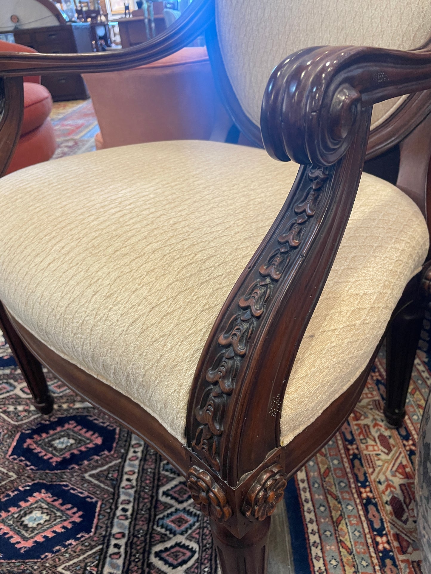 Hancock and Moore Louis XVI Style Upholstered Arm Chair