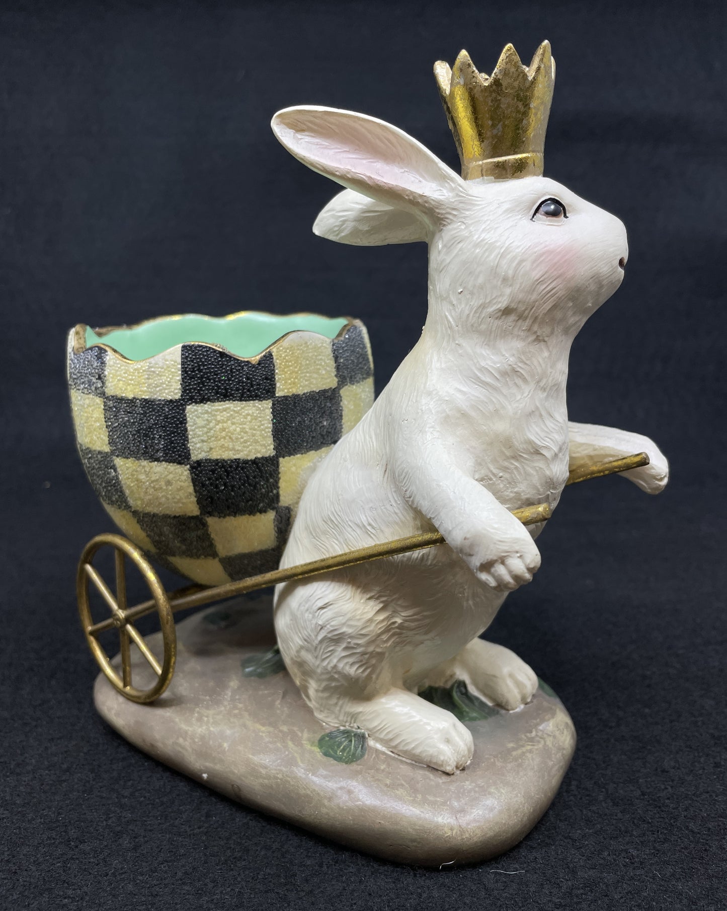 Mackenzie-Childs Courtly Check Easter Bunny with Egg Cart (0OO009)