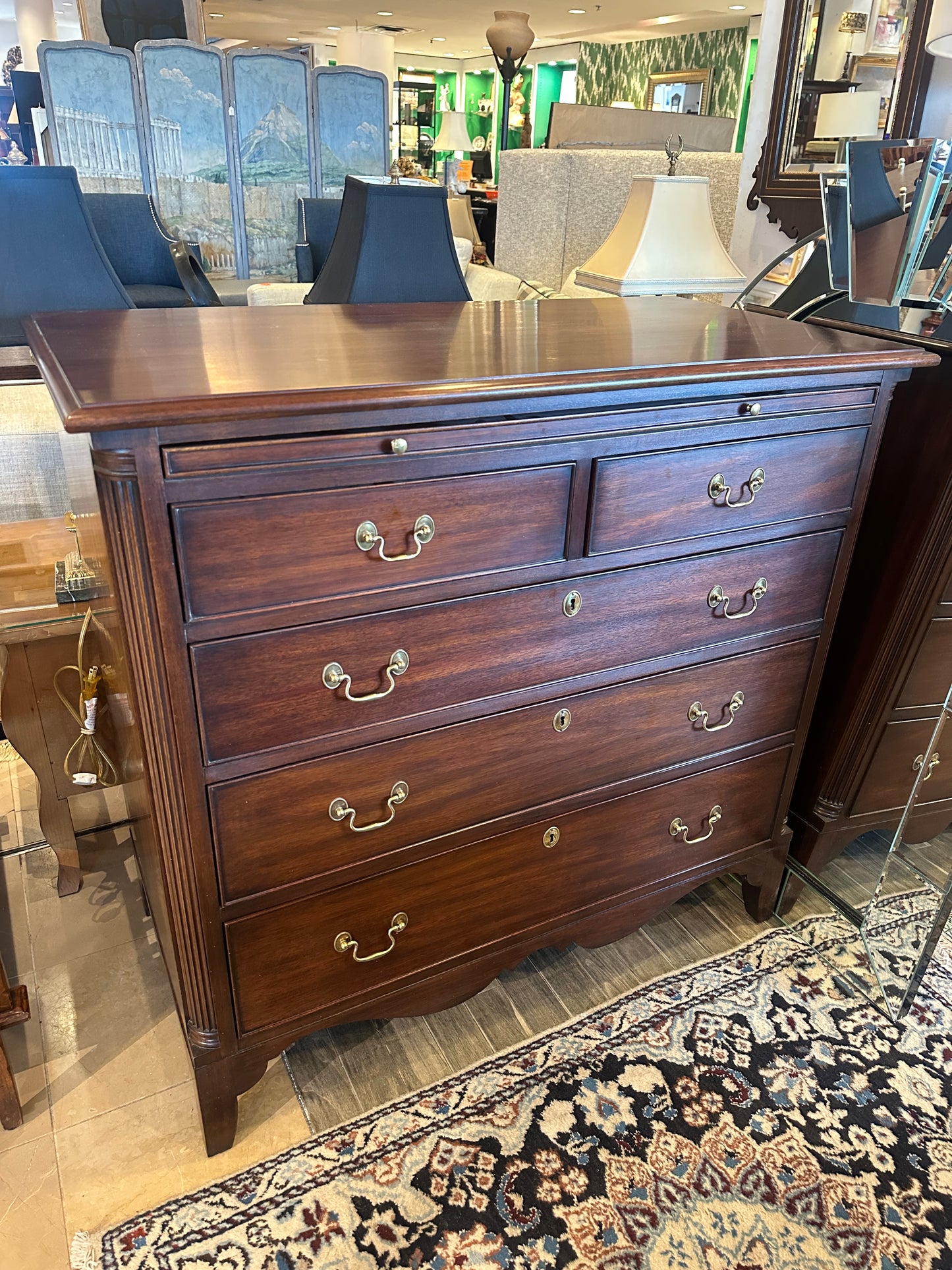 Henkel Harris Block Front Mahogany 5 Drawer Chest (0C401P)