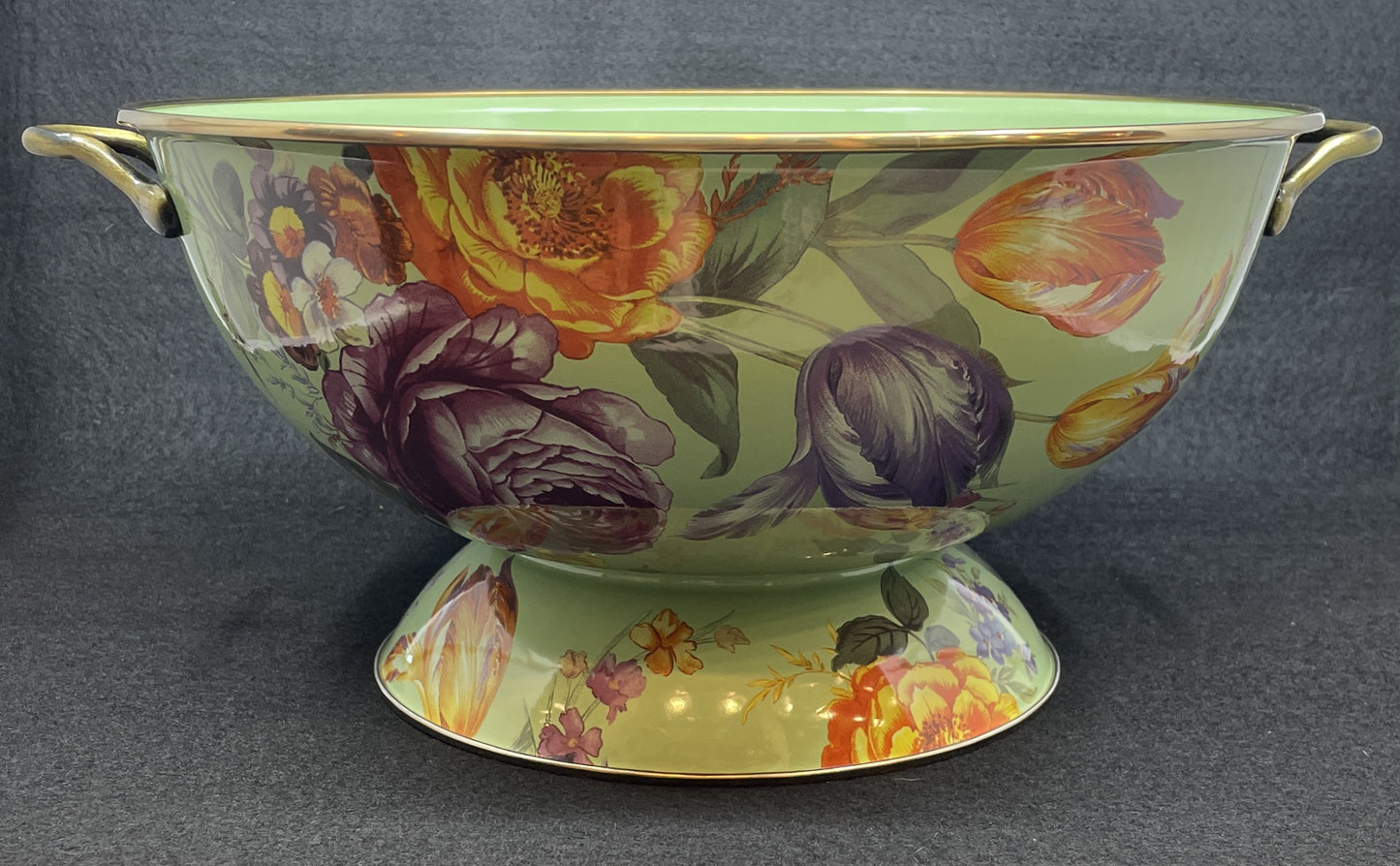 Mackenzie-Childs Large Flower Market Green Bowl (0OO00C)
