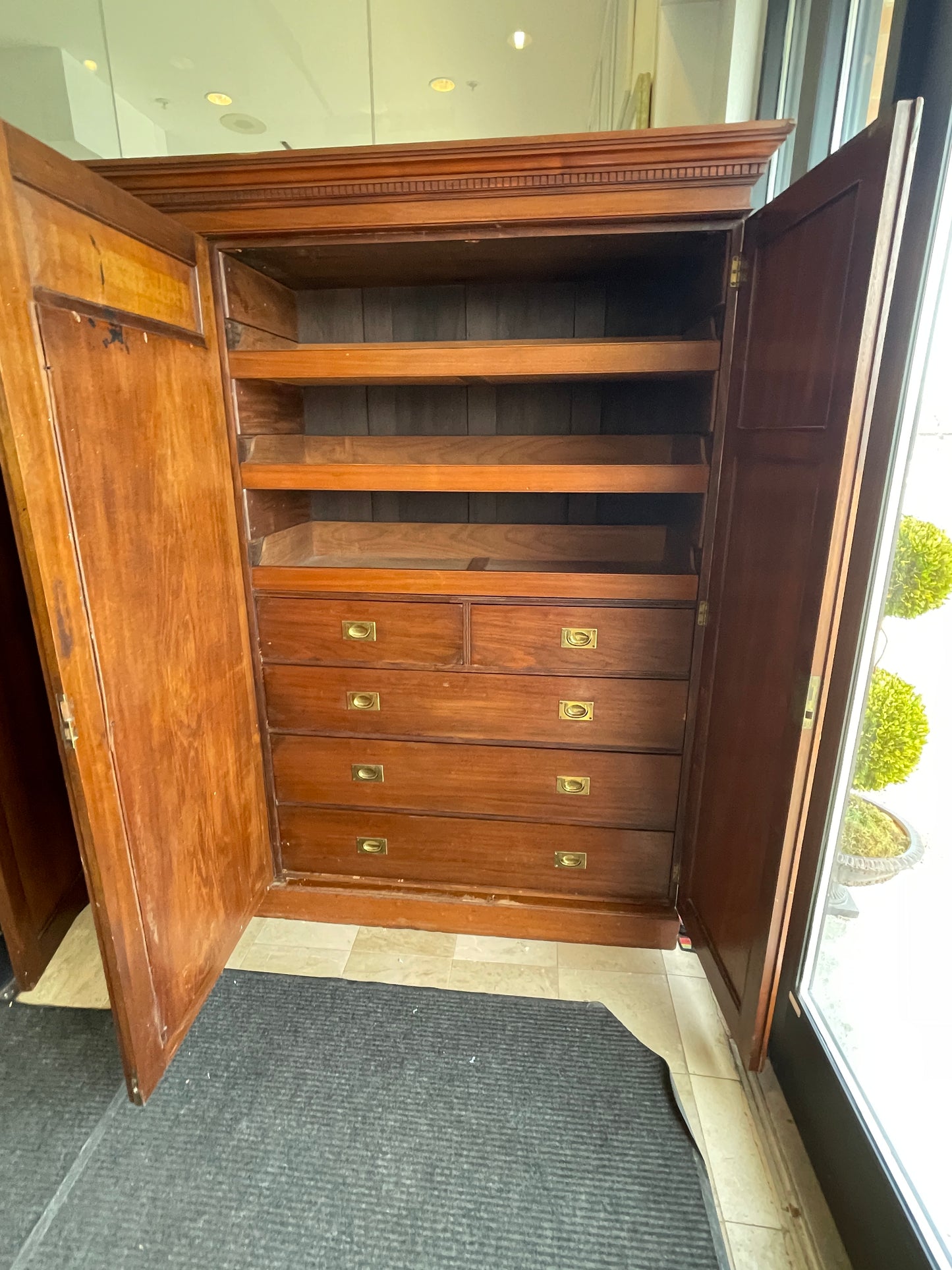 Antique Compactum Wardrobe with Center Mirror, AS IS (0LC003)