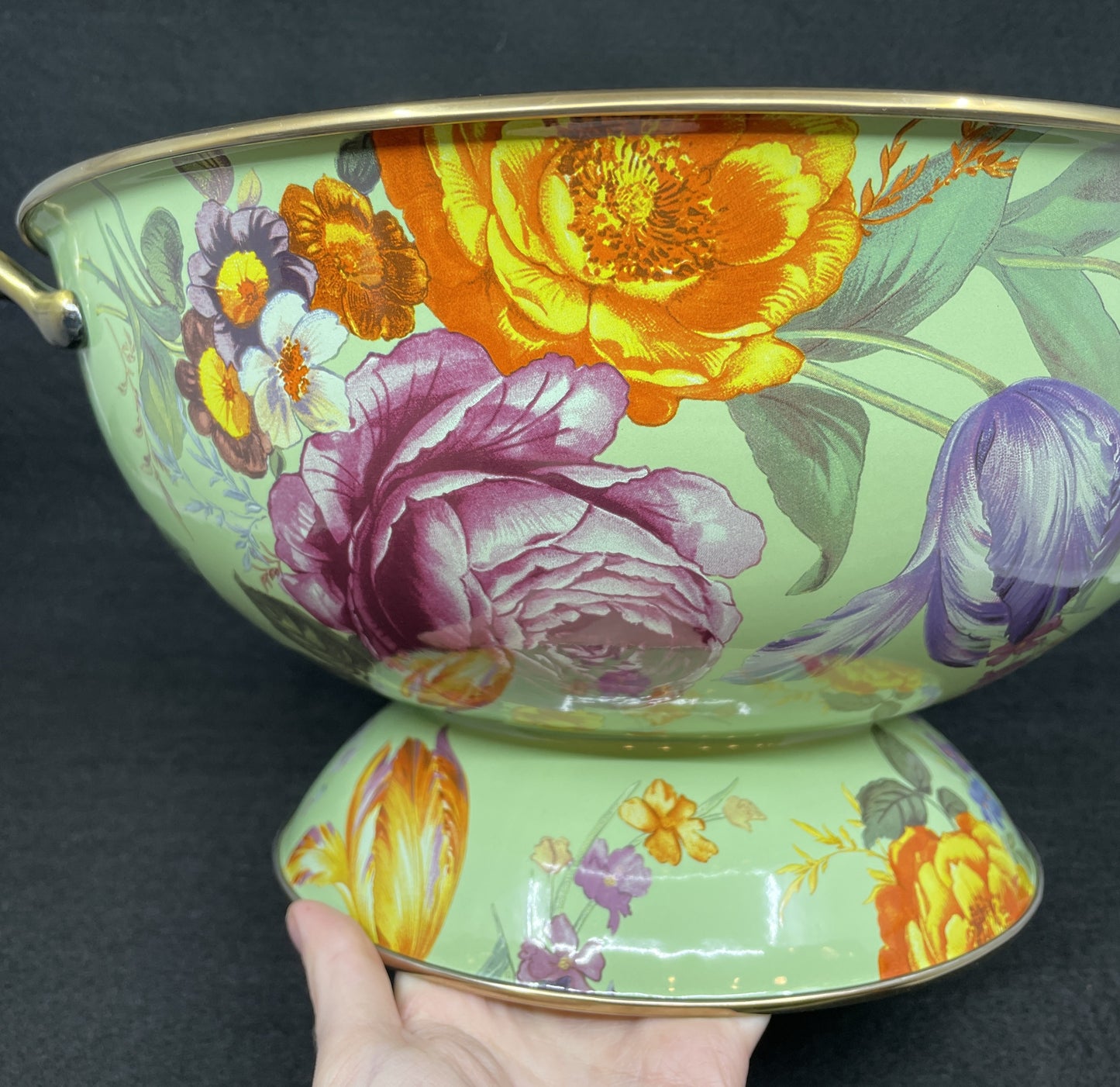 Mackenzie-Childs Large Flower Market Green Bowl (0OO00C)