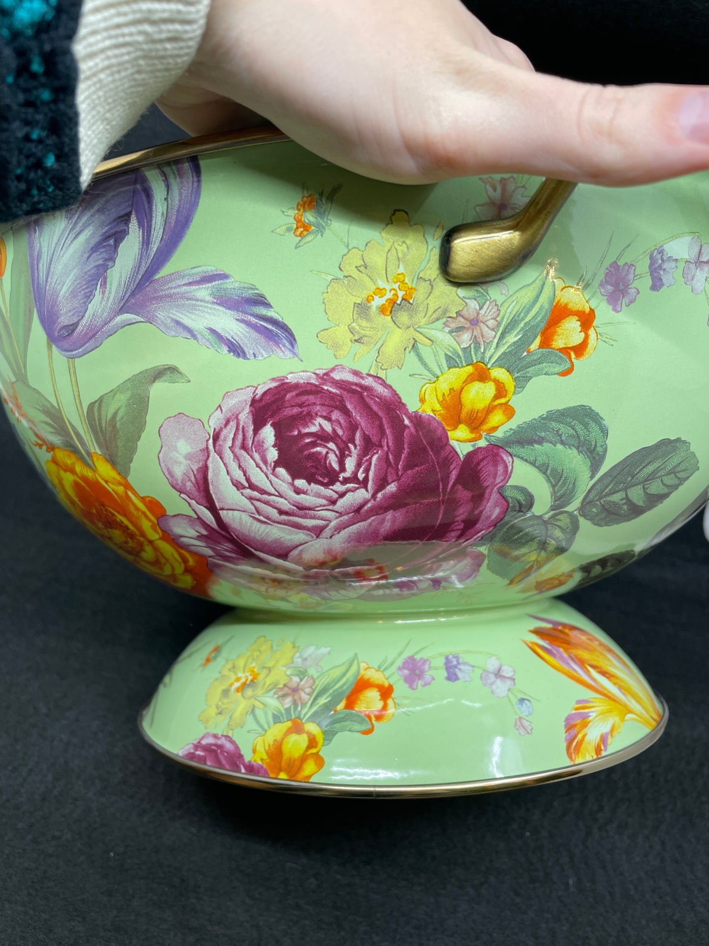 Mackenzie-Childs Large Flower Market Green Bowl (0OO00C)