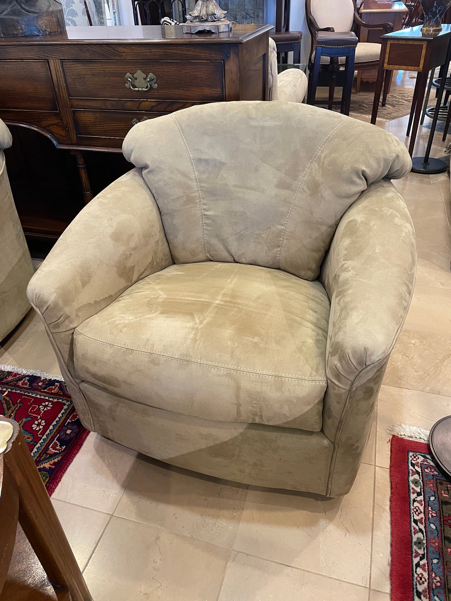 Ultra Suede Swivel Chair, AS IS (Four Available) (0HP001)