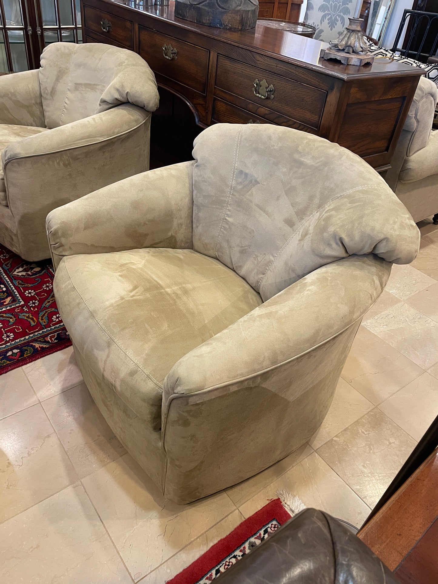 Ultra Suede Swivel Chair, AS IS (Four Available) (0HP001)