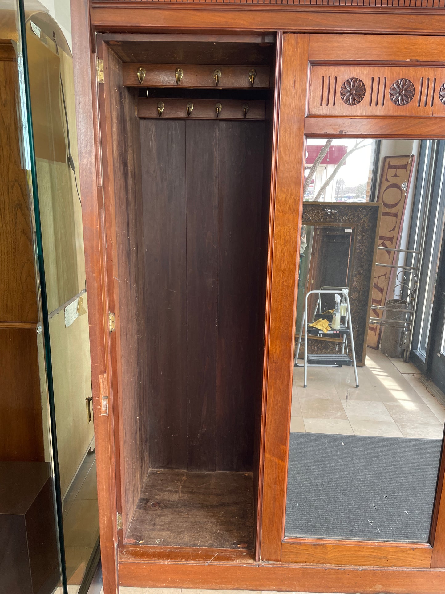 Antique Compactum Wardrobe with Center Mirror, AS IS (0LC003)