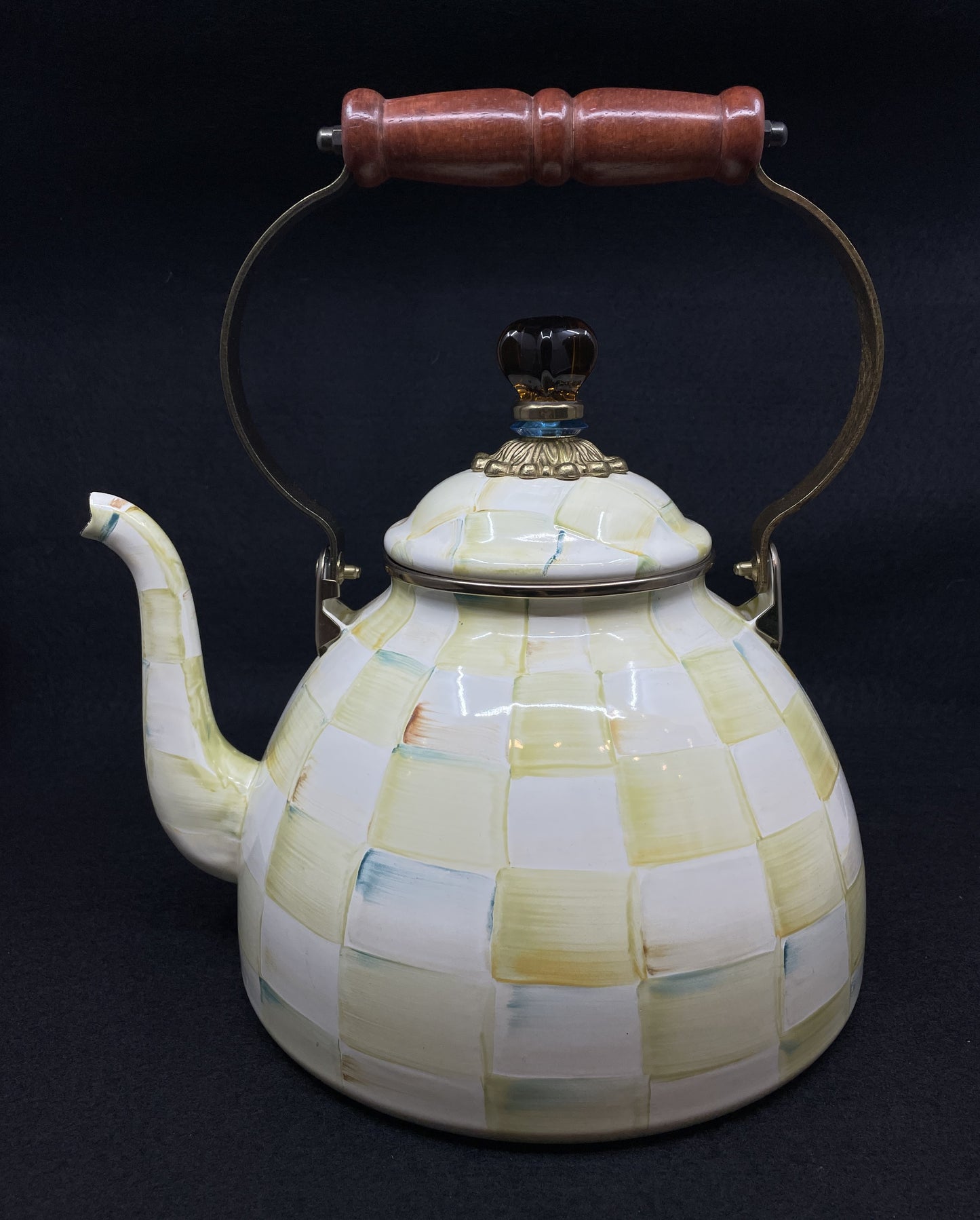 Mackenzie Childs Parchment Check 3qt Teapot (0OO00I)
