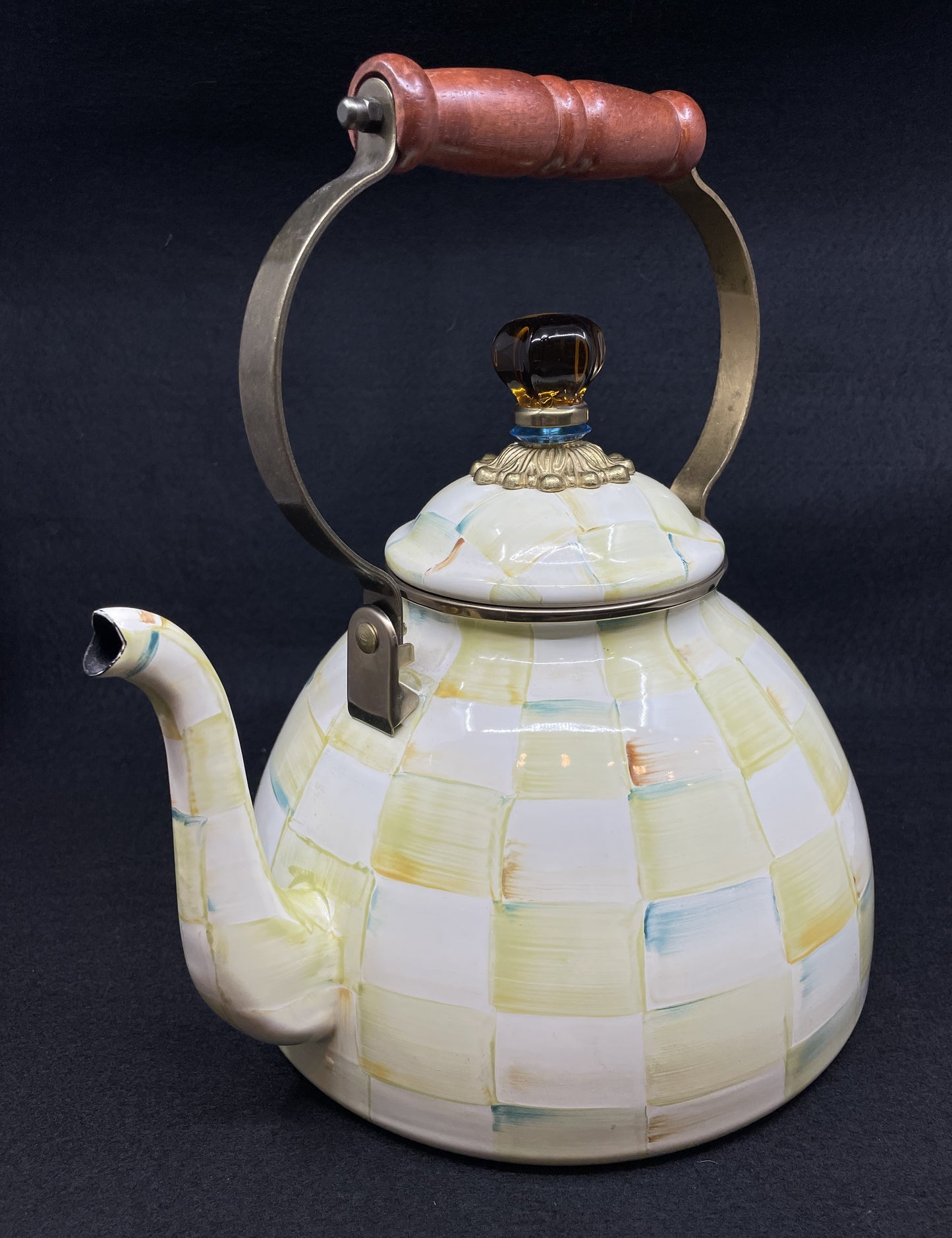 Mackenzie Childs Parchment Check 3qt Teapot (0OO00I)