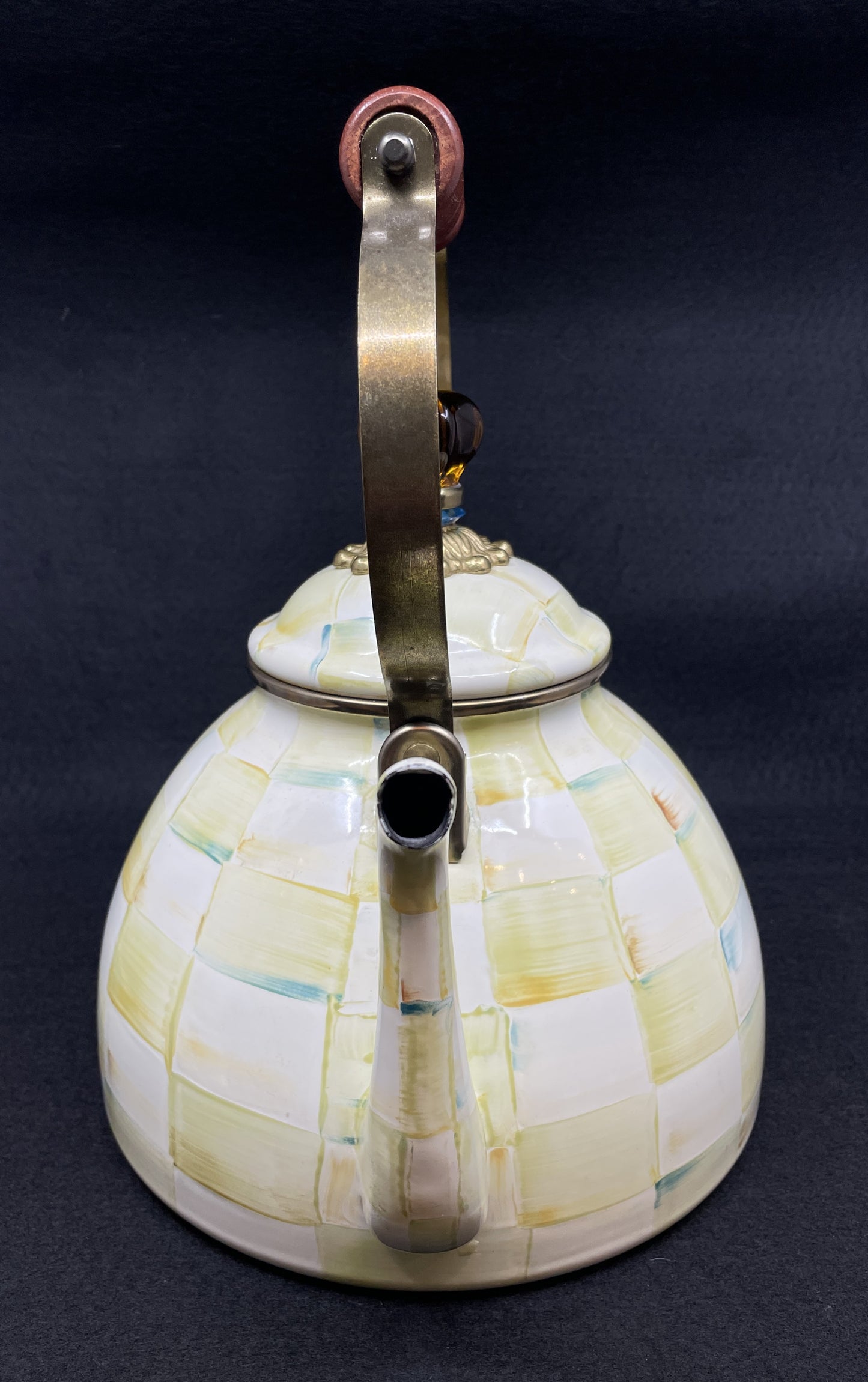 Mackenzie Childs Parchment Check 3qt Teapot (0OO00I)