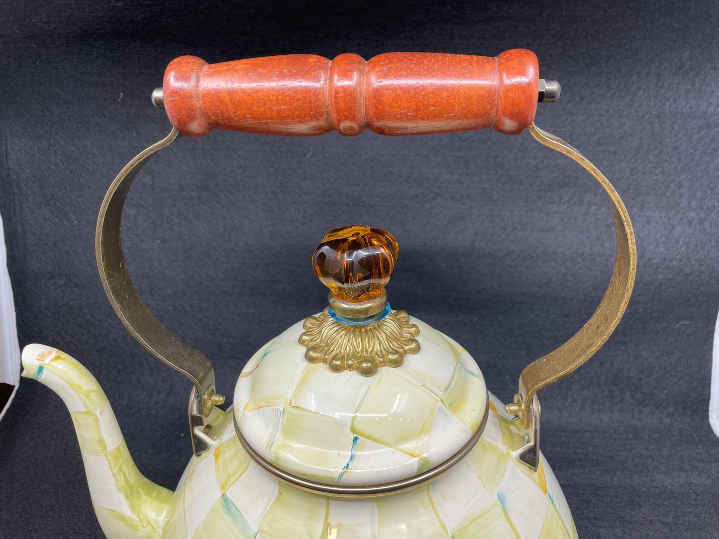Mackenzie Childs Parchment Check 3qt Teapot (0OO00I)