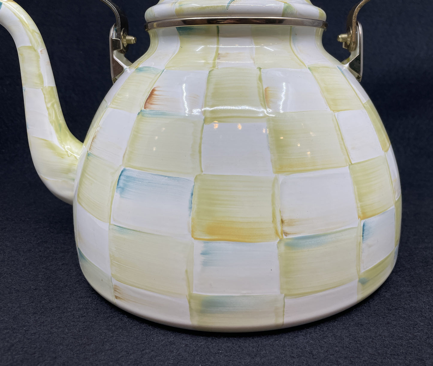 Mackenzie Childs Parchment Check 3qt Teapot (0OO00I)