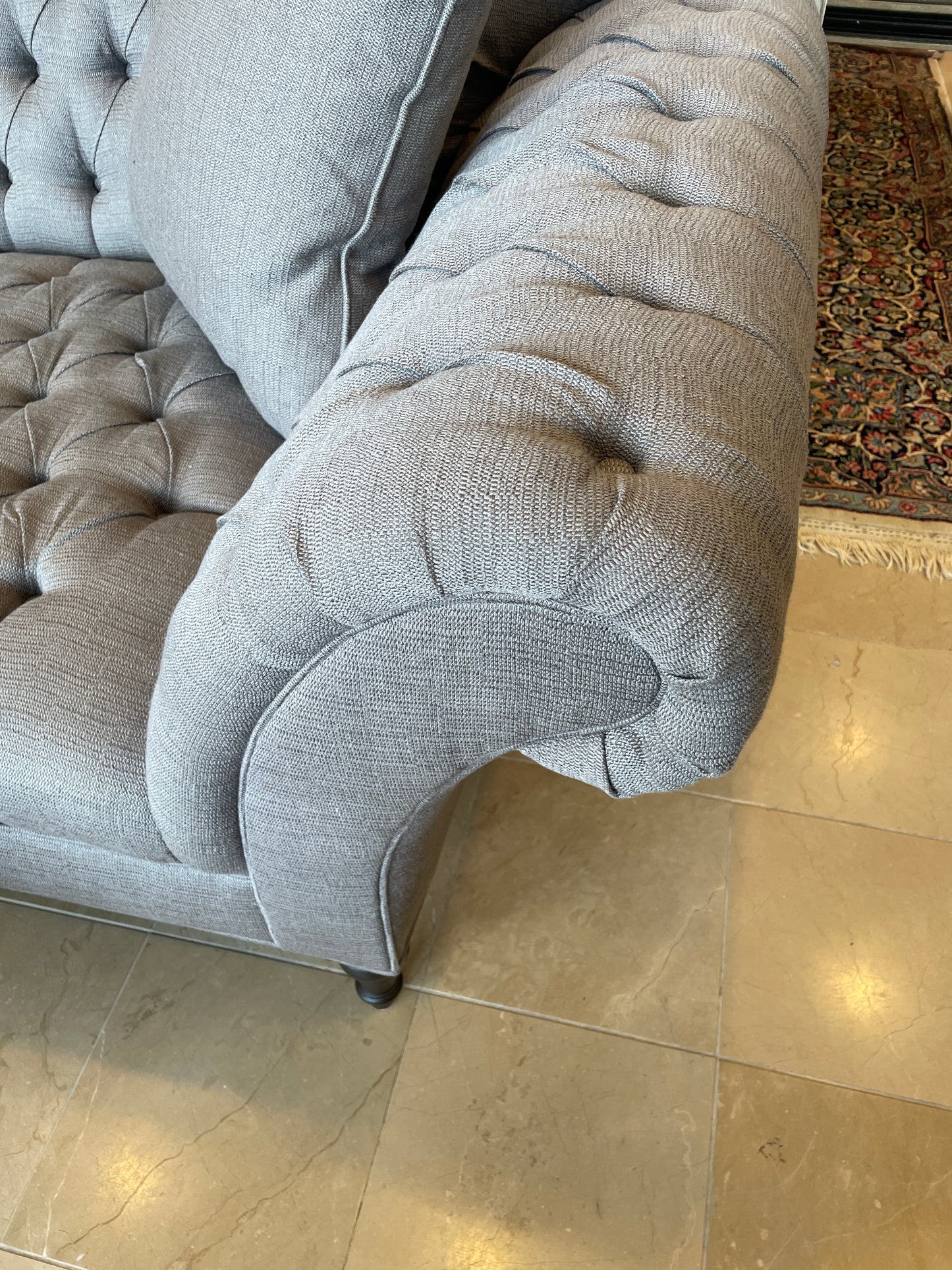 Arhaus Club Line Tufted Inverted Camelback Sofa