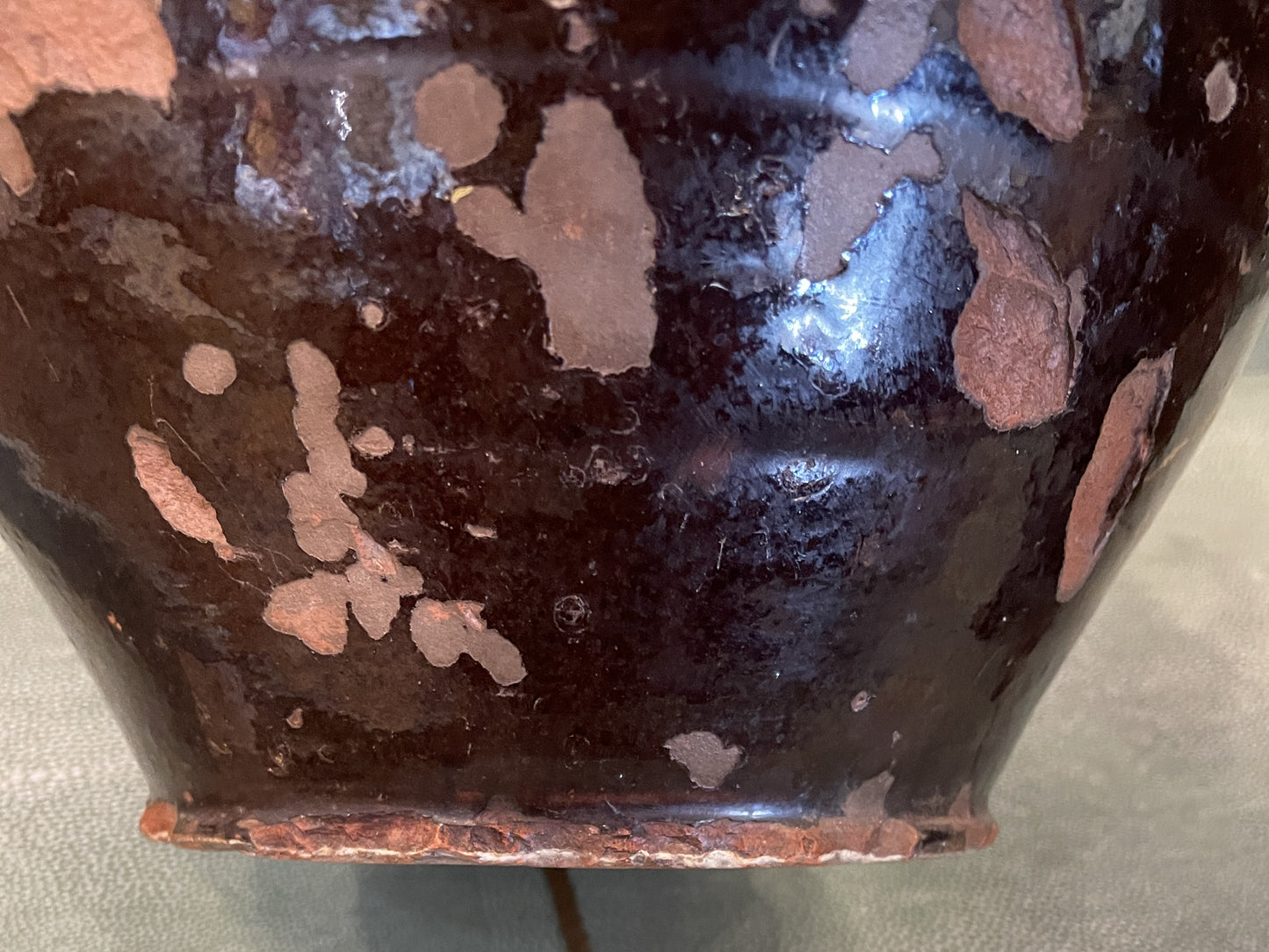 Antique Confit Jar,  Brown Glaze with Double Handles (0HP00M)