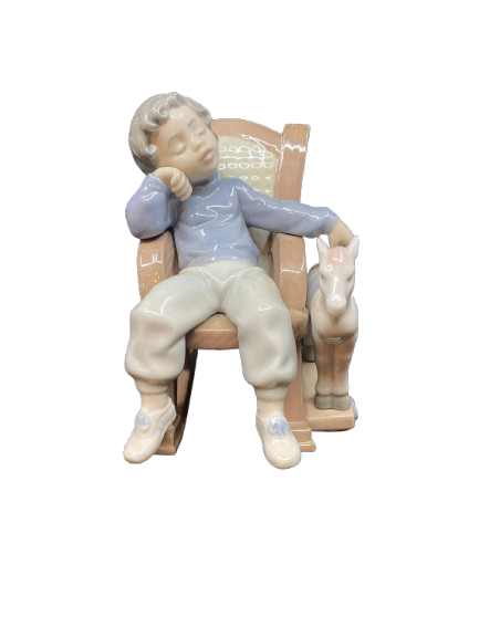Lladro "All Tuckered Out" Boy Sleeping on Rocker #5846 (0DE003)