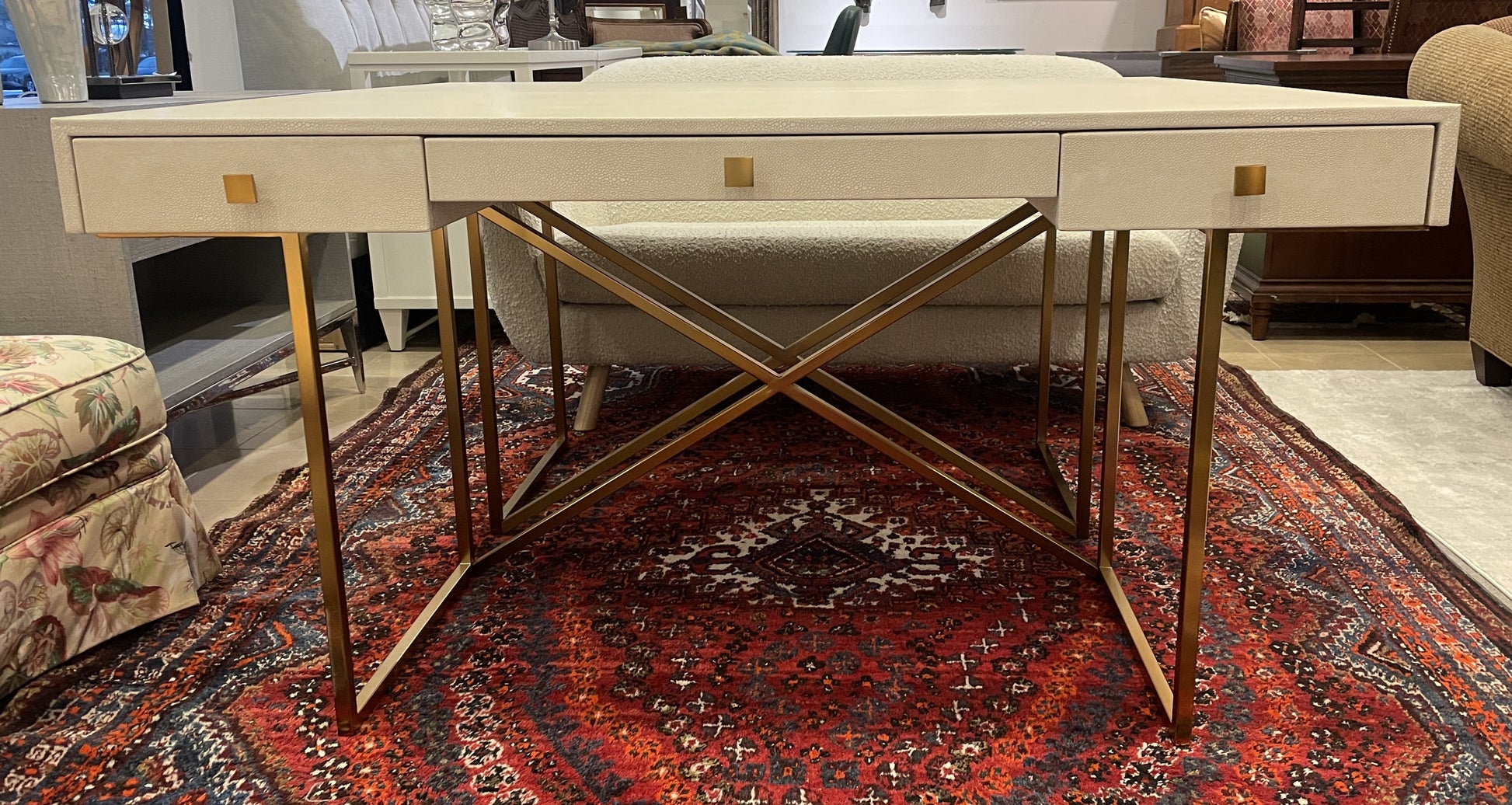 Avalon Ivory Faux Shagreen Desk