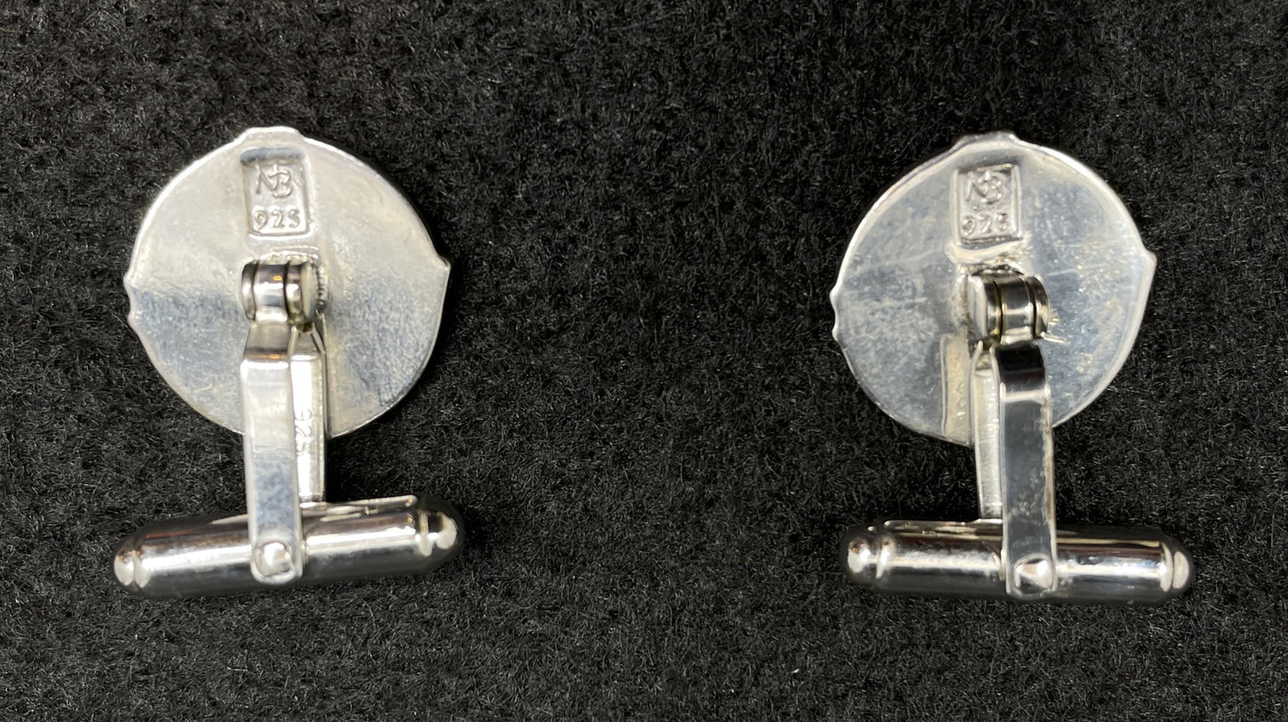 Nicole Barr Compass Cufflinks, Enamel and Sterling (01401S)