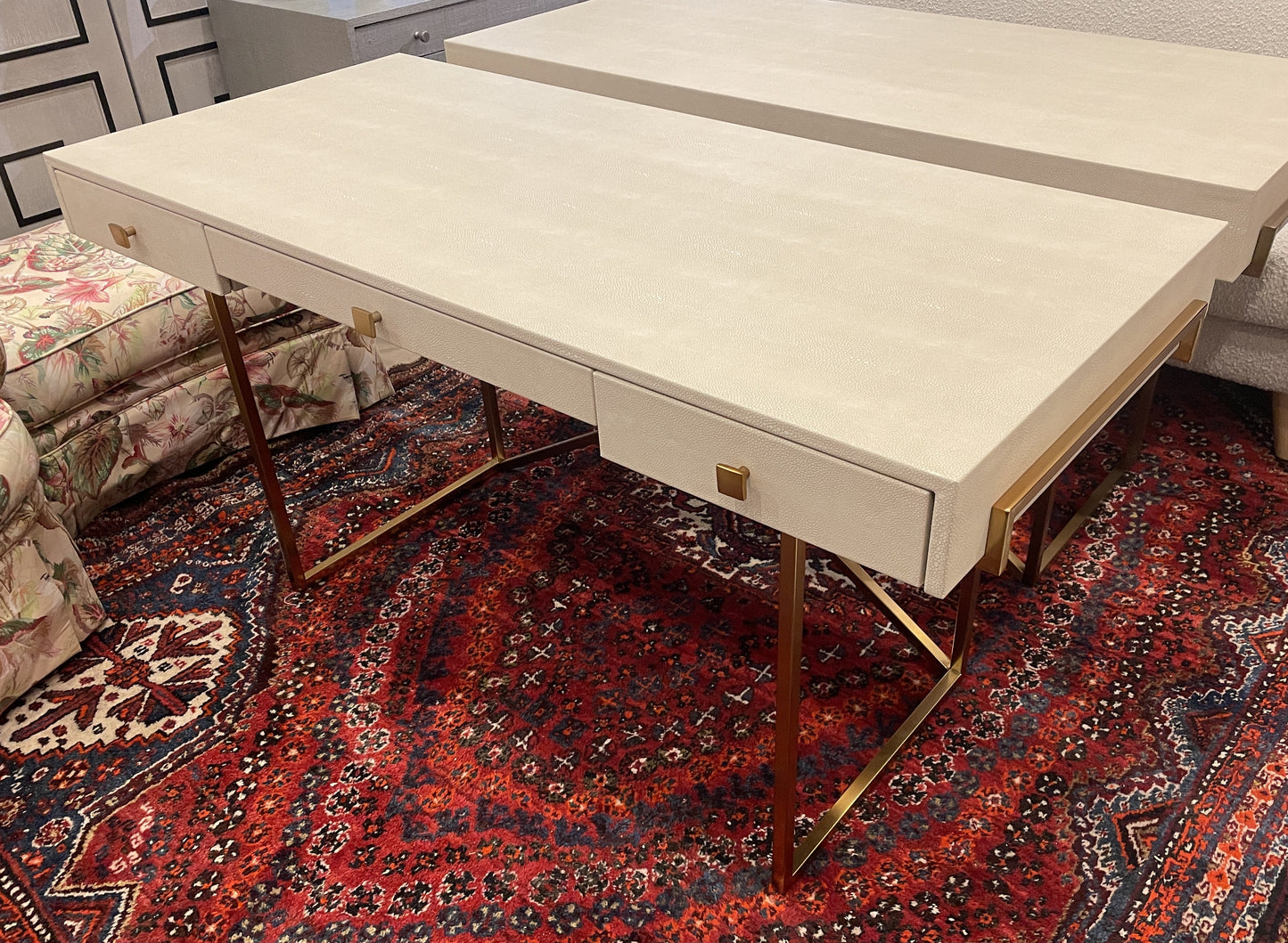 CB2 Faux Shagreen "Avalon" Desk (Two available 0LG00F and 0LG00G)