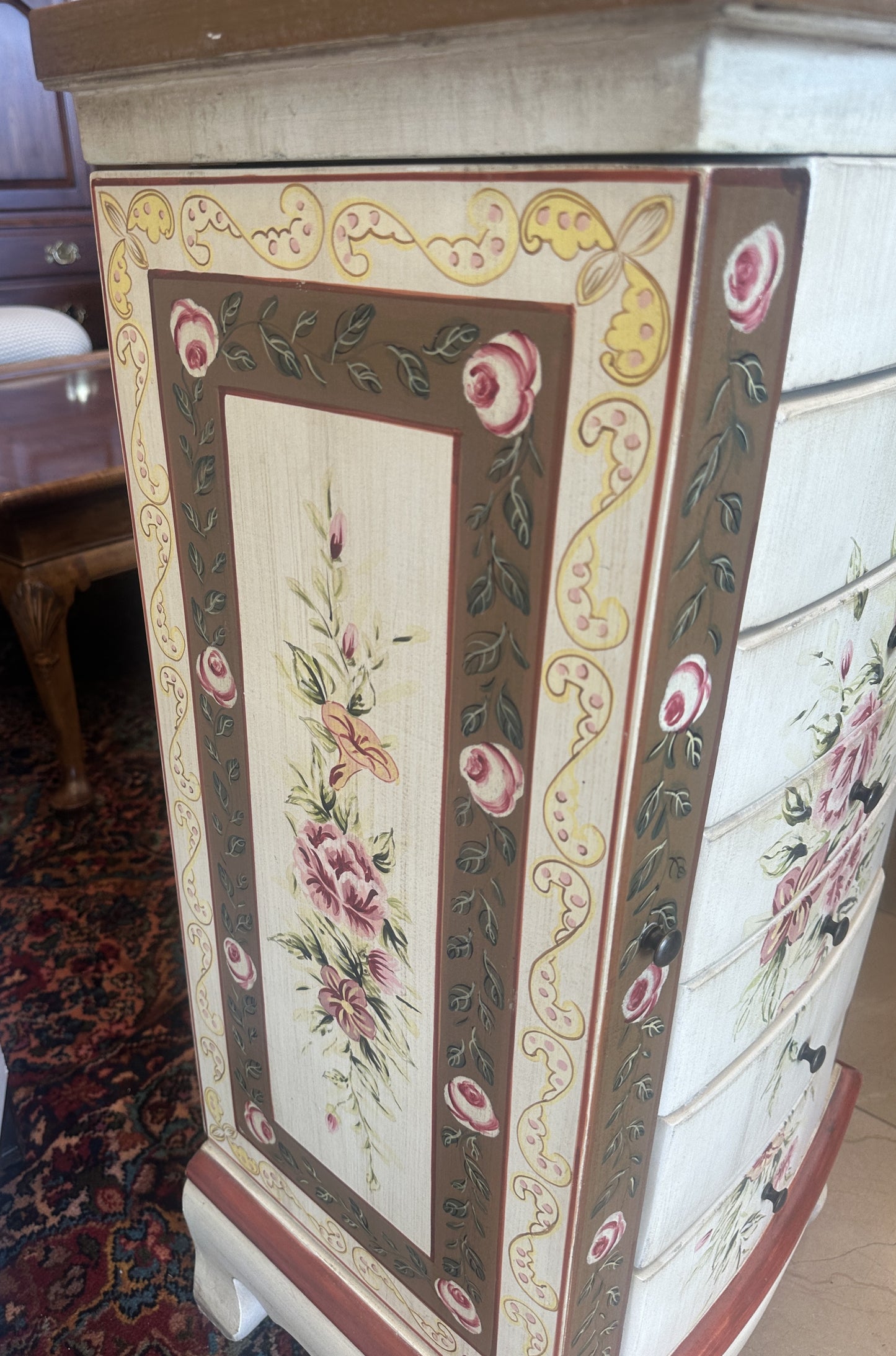 Floral Painted Jewelry Cabinet (01401N)