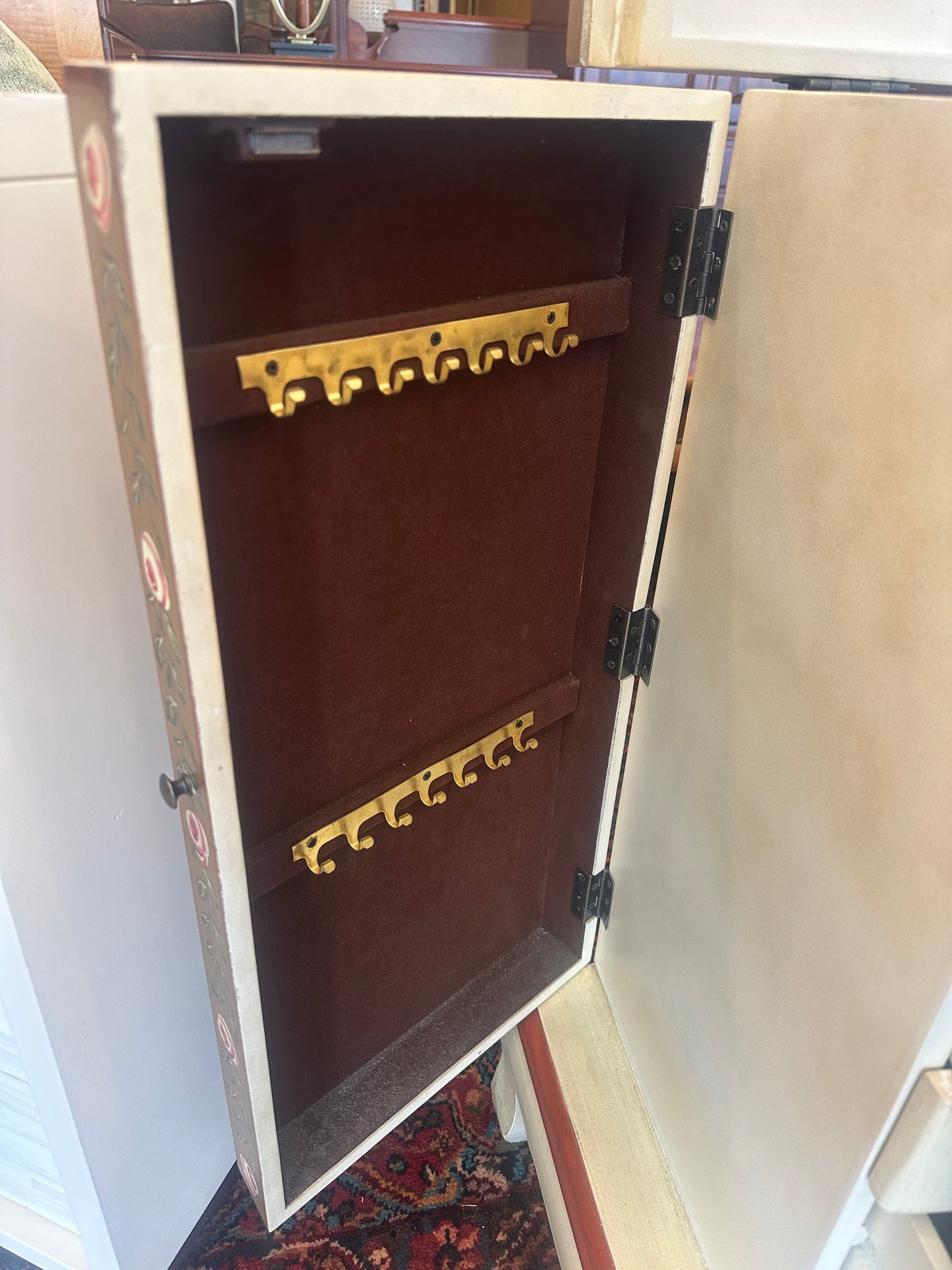 Floral Painted Jewelry Cabinet (01401N)