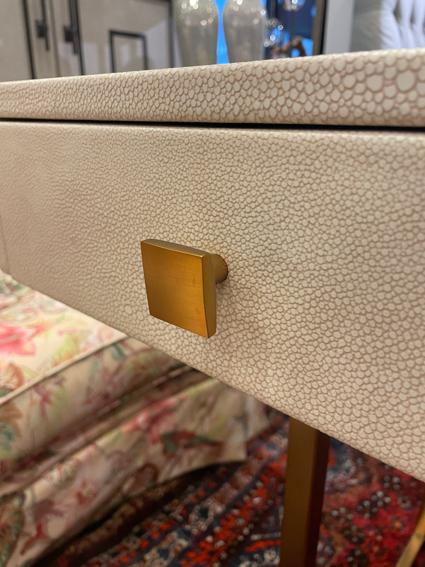 CB2 Faux Shagreen "Avalon" Desk (Two available 0LG00F and 0LG00G)