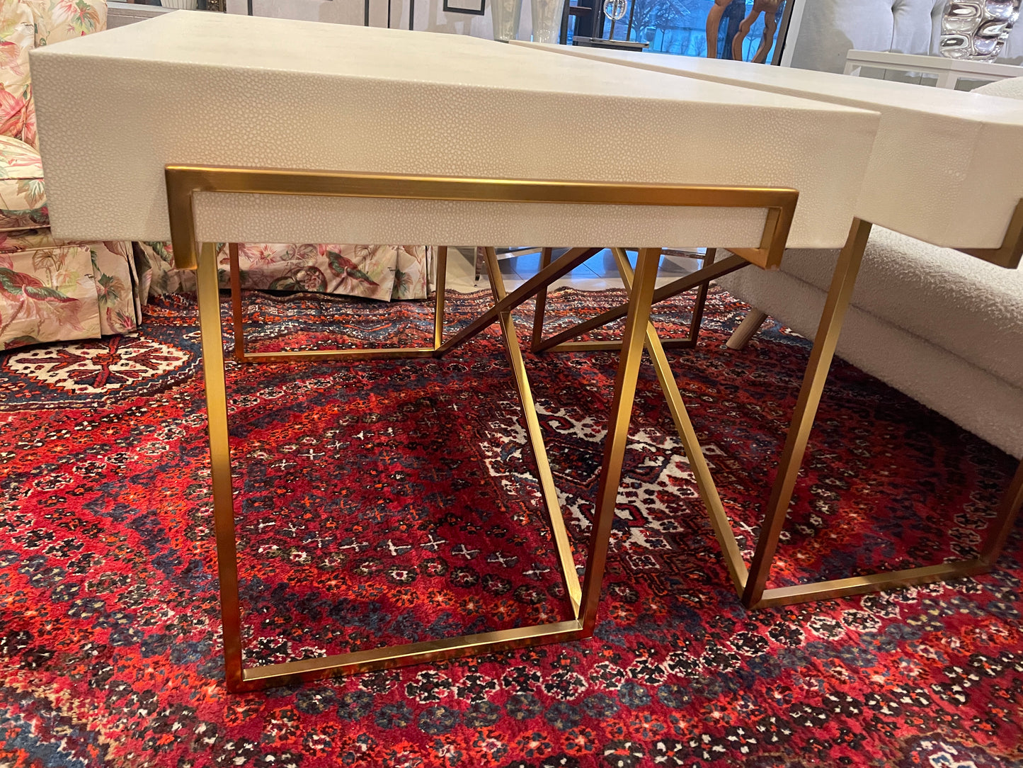 CB2 Faux Shagreen "Avalon" Desk (Two available 0LG00F and 0LG00G)
