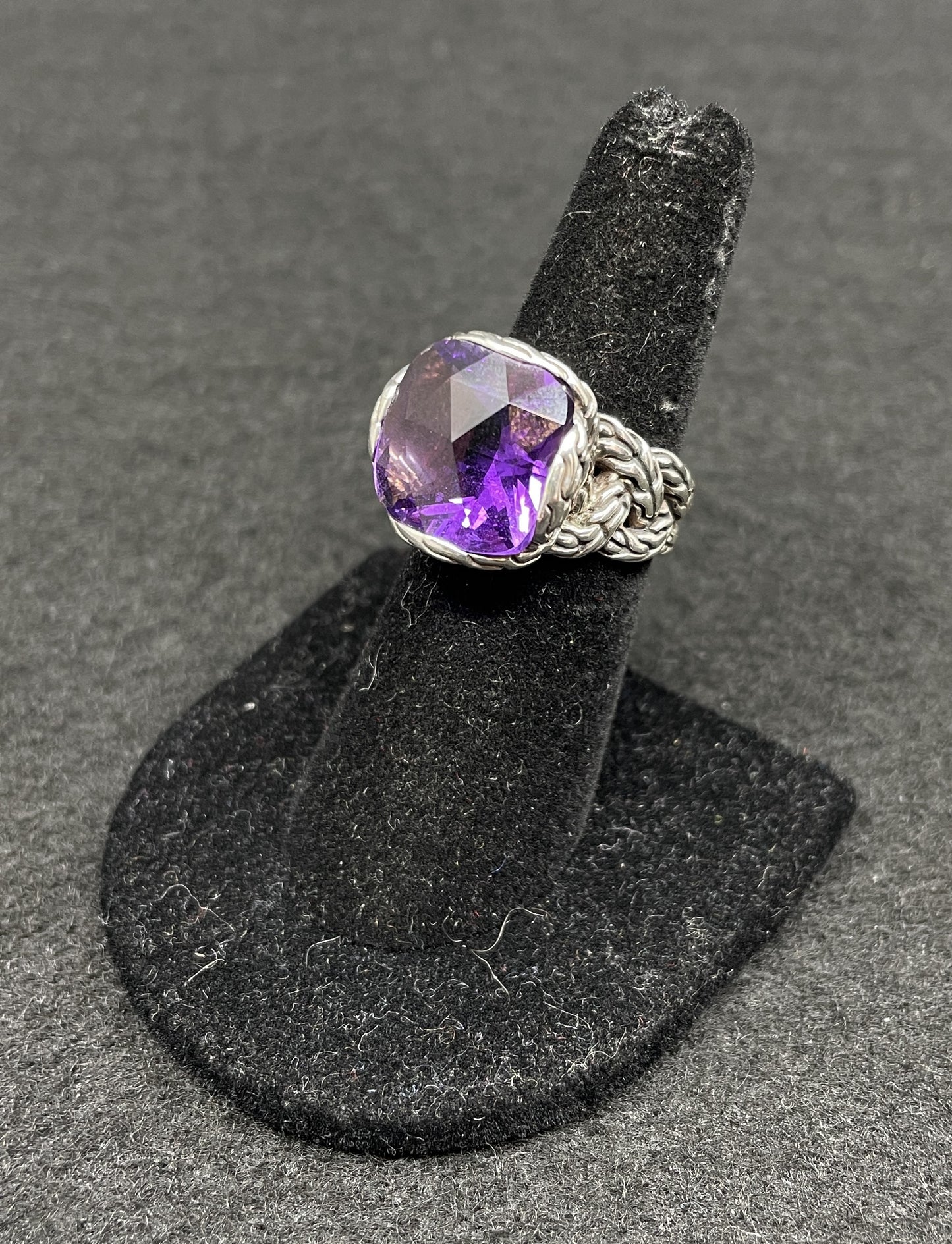 John Hardy Woven Band Amethyst Ring (09B00H)