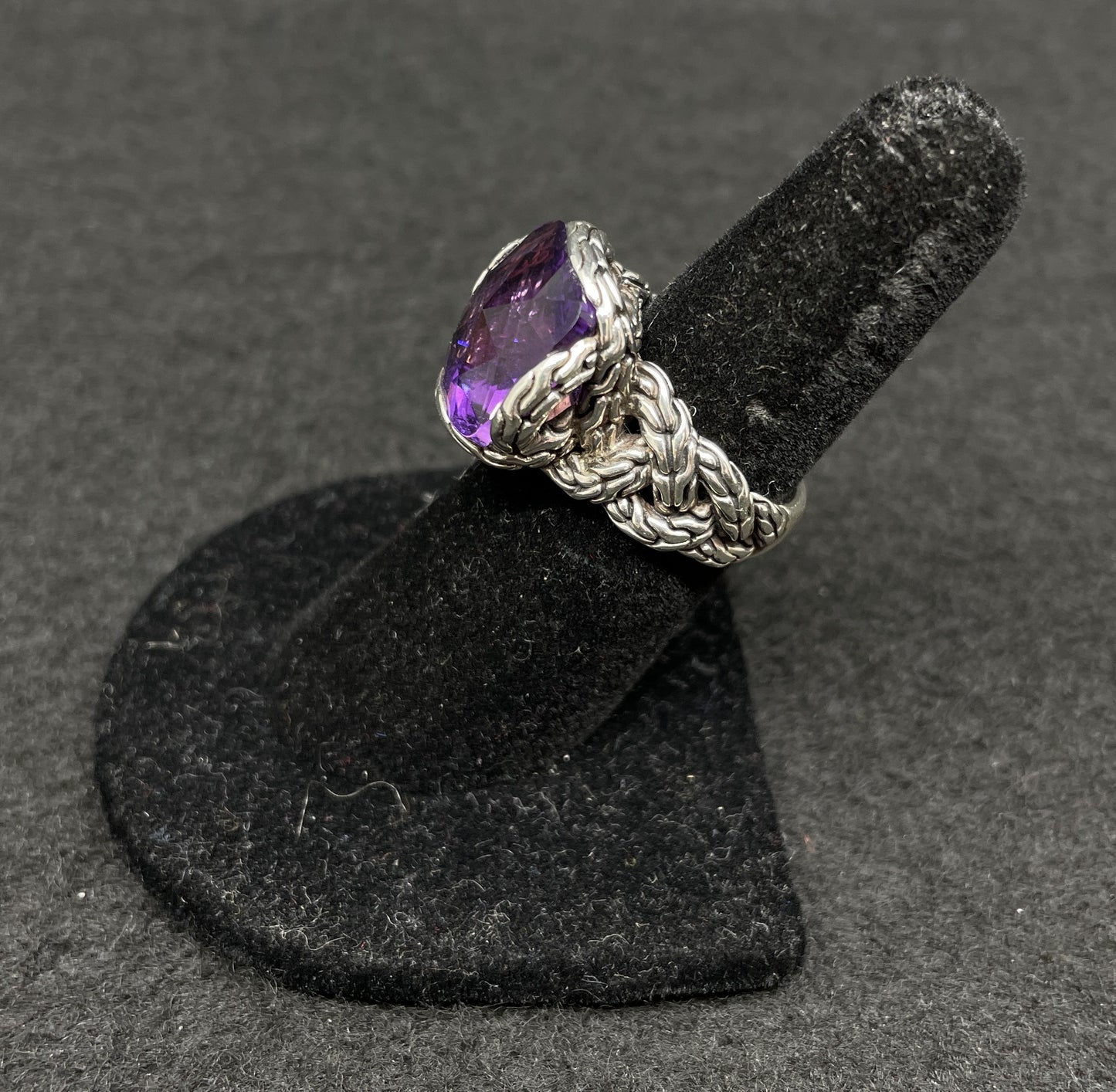 John Hardy Woven Band Amethyst Ring (09B00H)