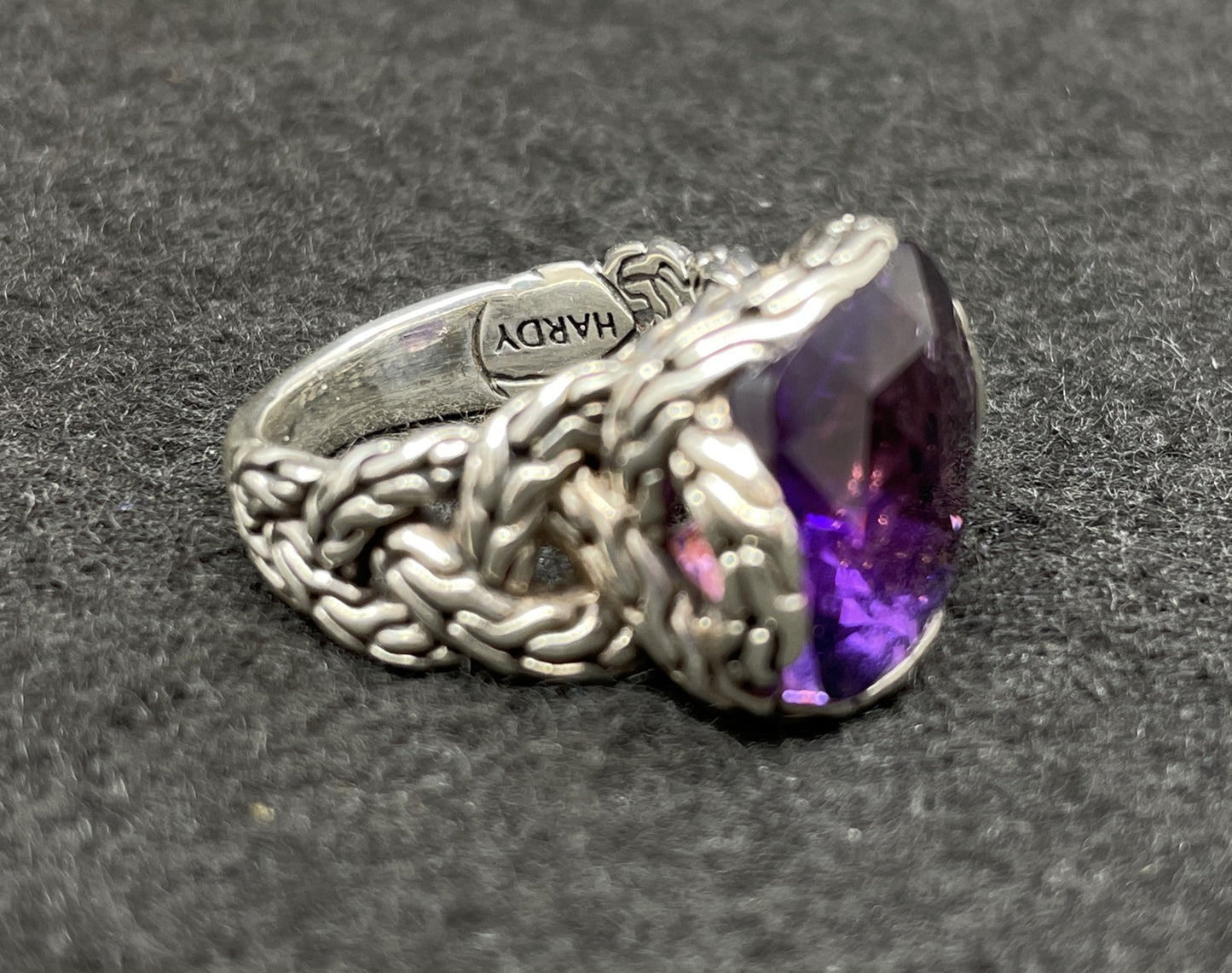 John Hardy Woven Band Amethyst Ring (09B00H)