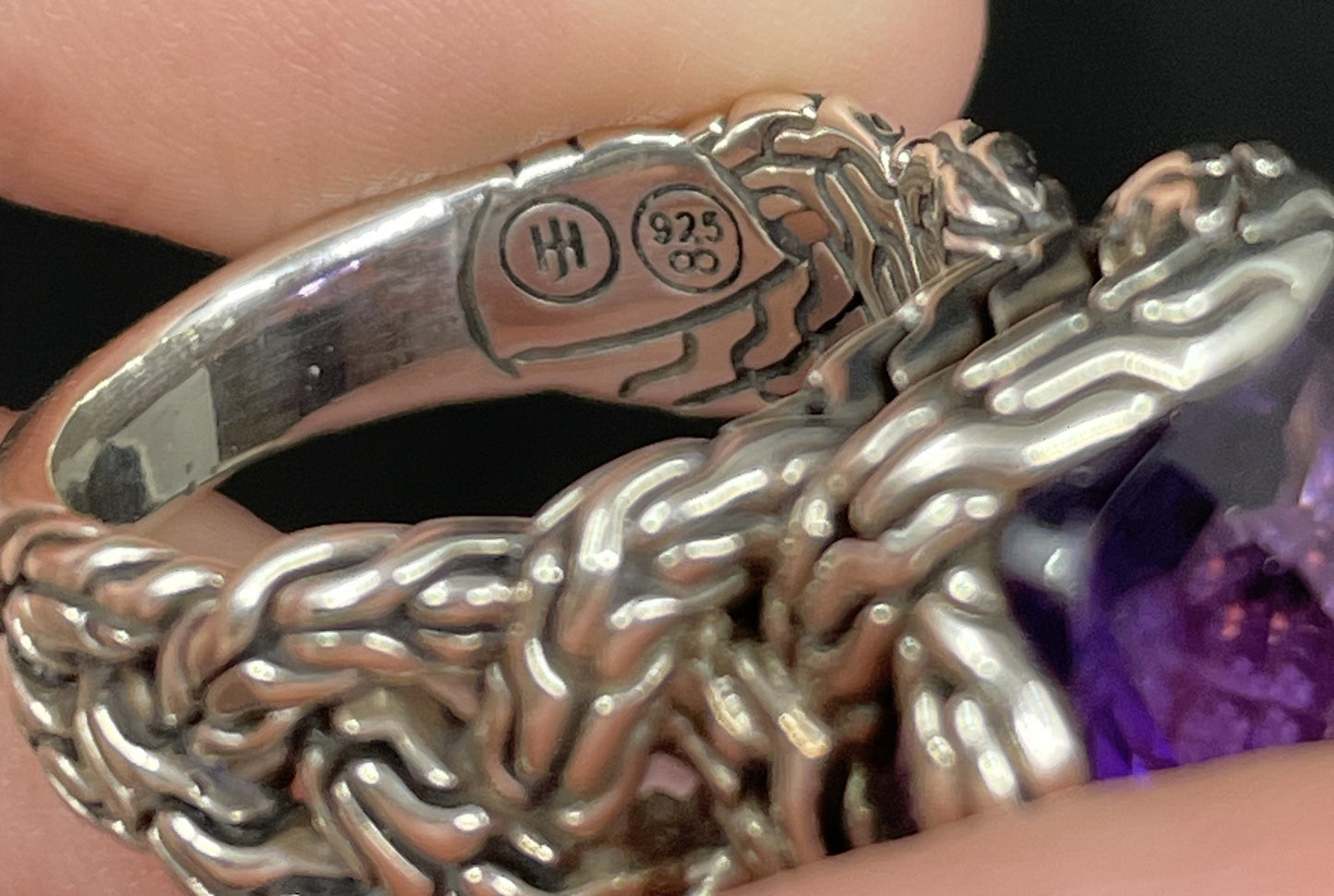 John Hardy Woven Band Amethyst Ring (09B00H)
