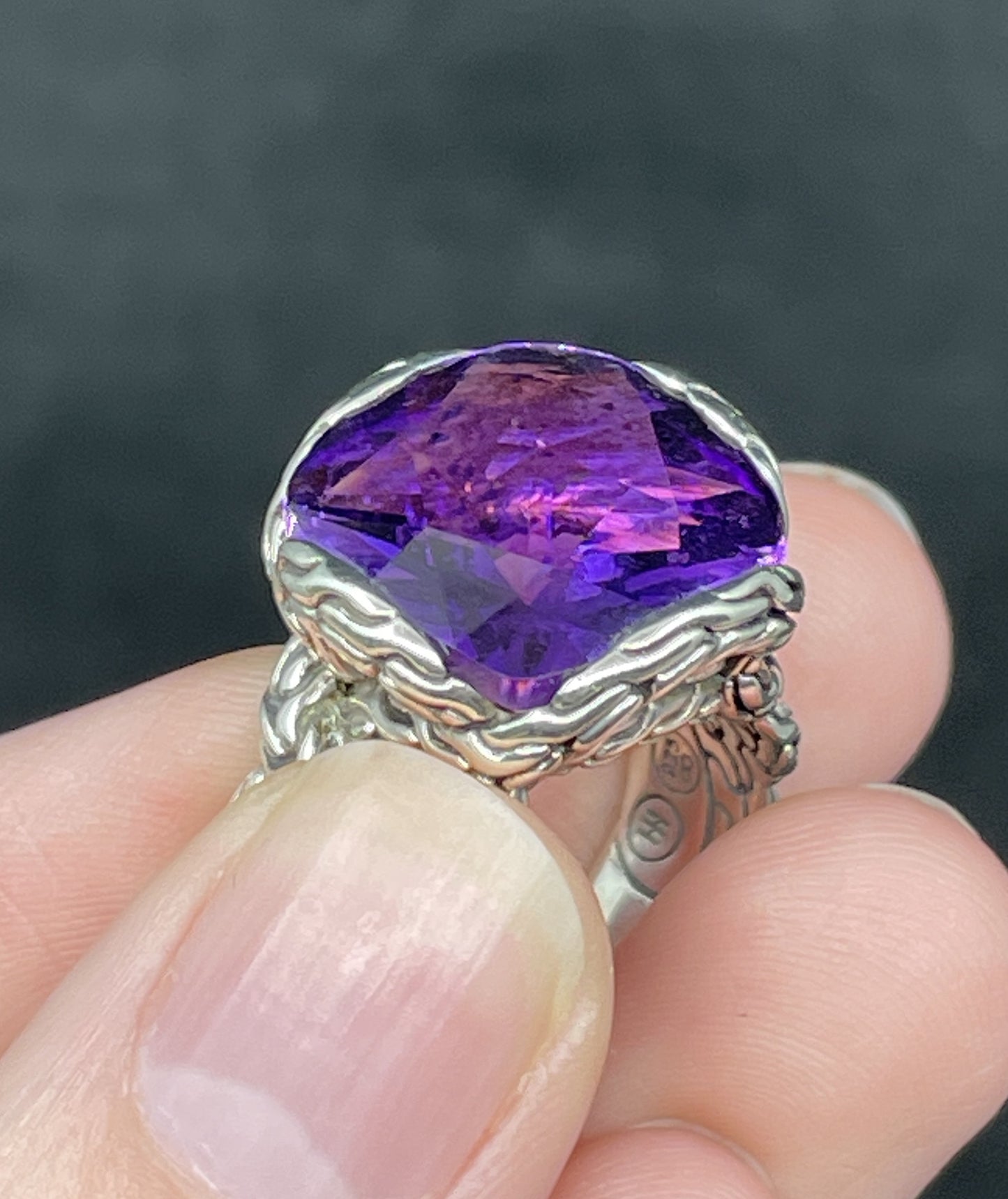 John Hardy Woven Band Amethyst Ring (09B00H)