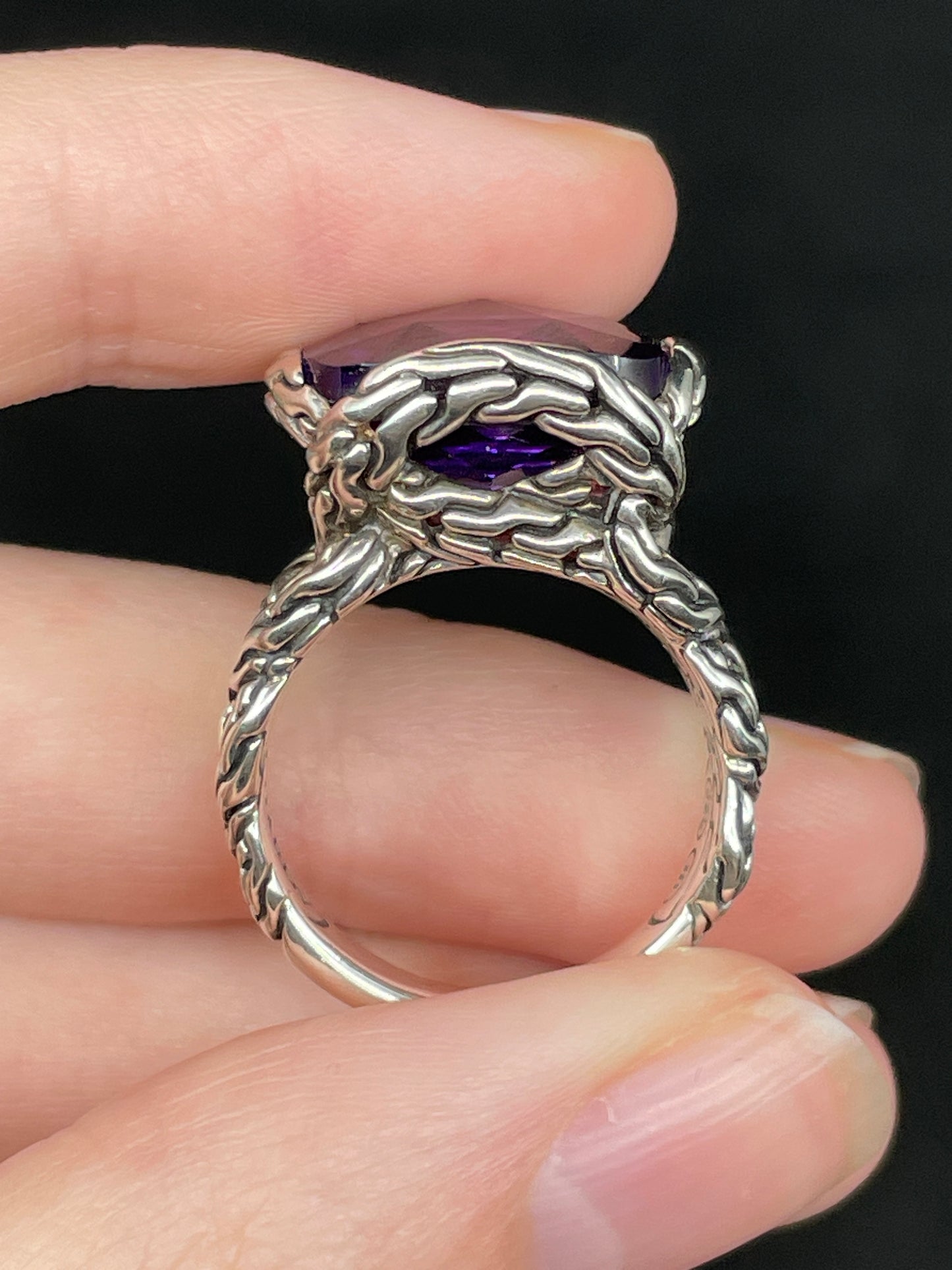 John Hardy Woven Band Amethyst Ring (09B00H)