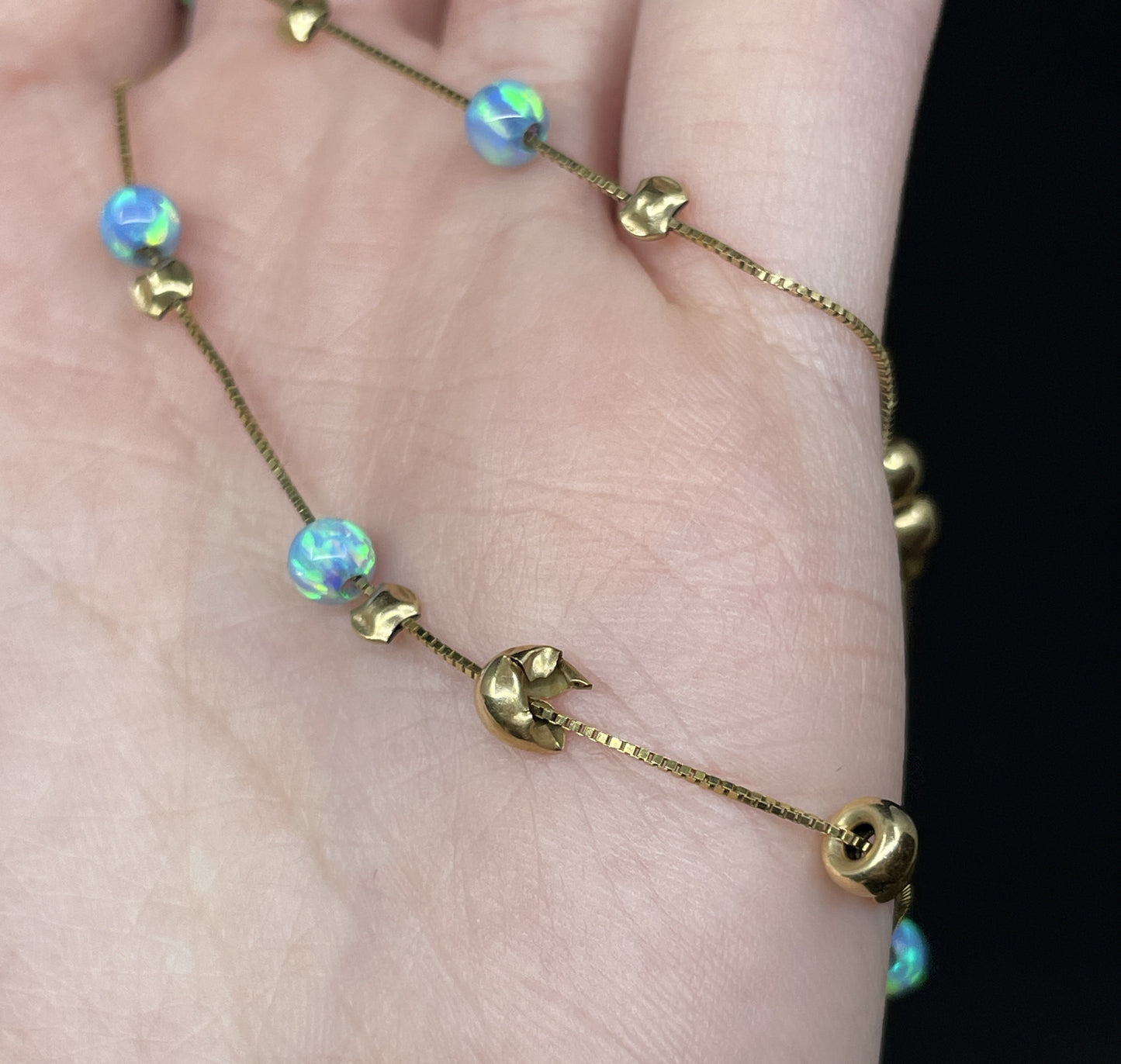 14K Gold and Opal Ankle Bracelet (01401Y)