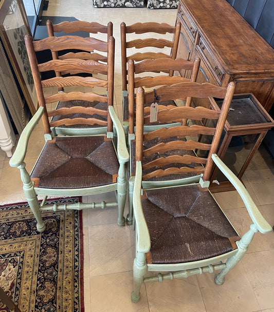 Set of 5 Rush Seat Ladder Back Chairs, AS IS