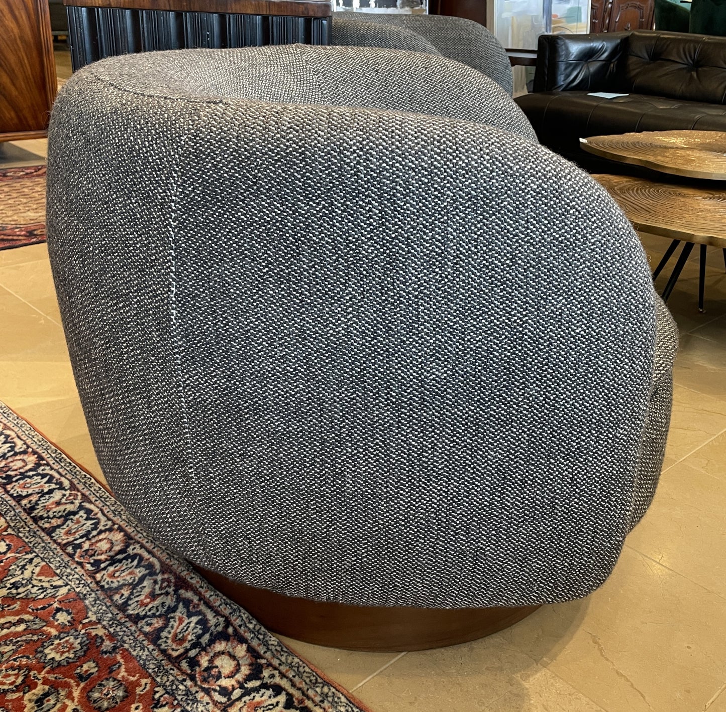 CB2 "Muir" Gray Woven Swivel Chair (Two available 0LG00Z and 0LG010)