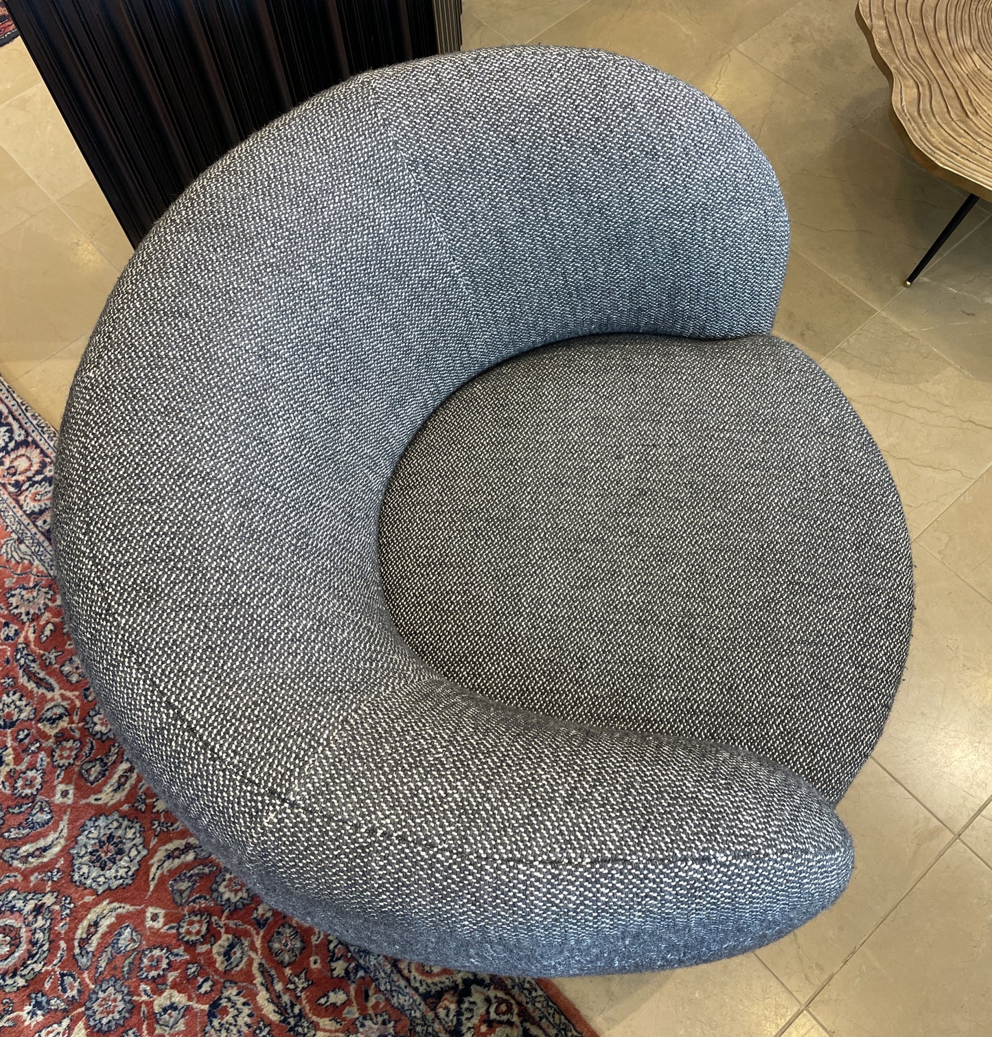CB2 "Muir" Gray Woven Swivel Chair (Two available 0LG00Z and 0LG010)