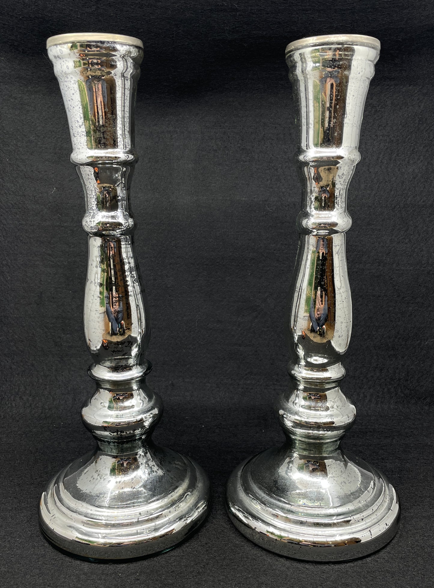 Antique Mercury Glass Candlesticks, a pair (0JL03V)