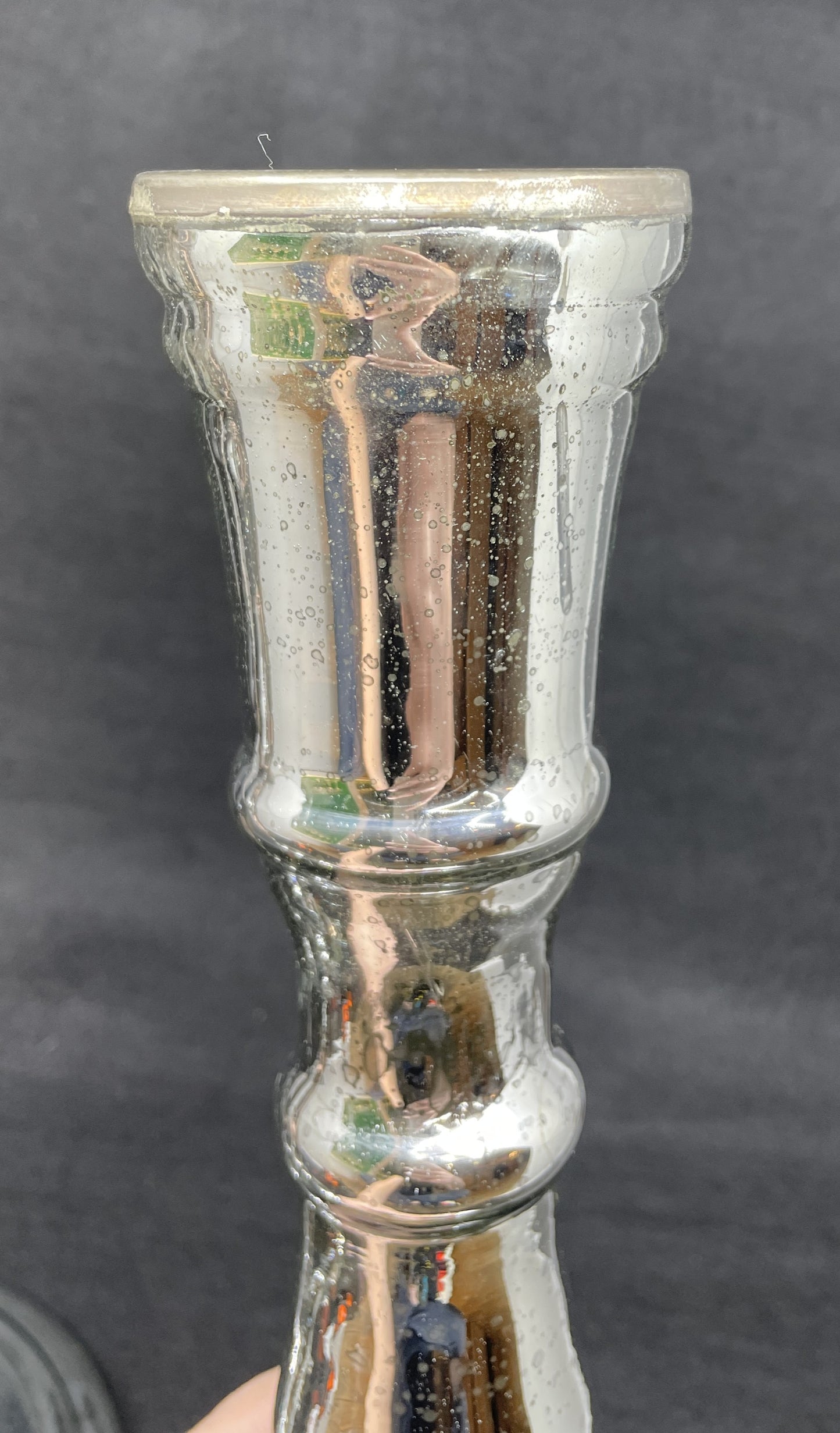 Antique Mercury Glass Candlesticks, a pair (0JL03V)