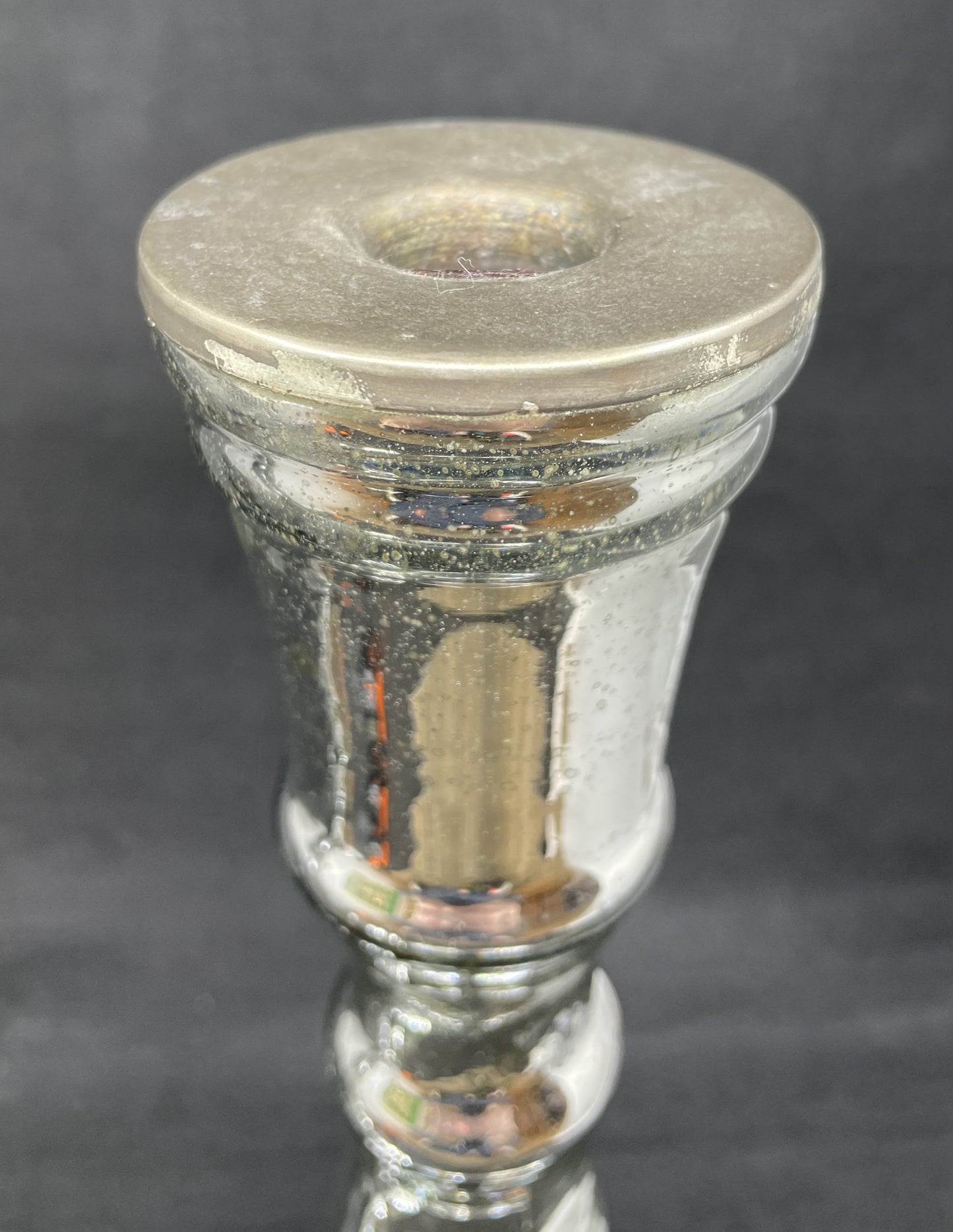 Antique Mercury Glass Candlesticks, a pair (0JL03V)