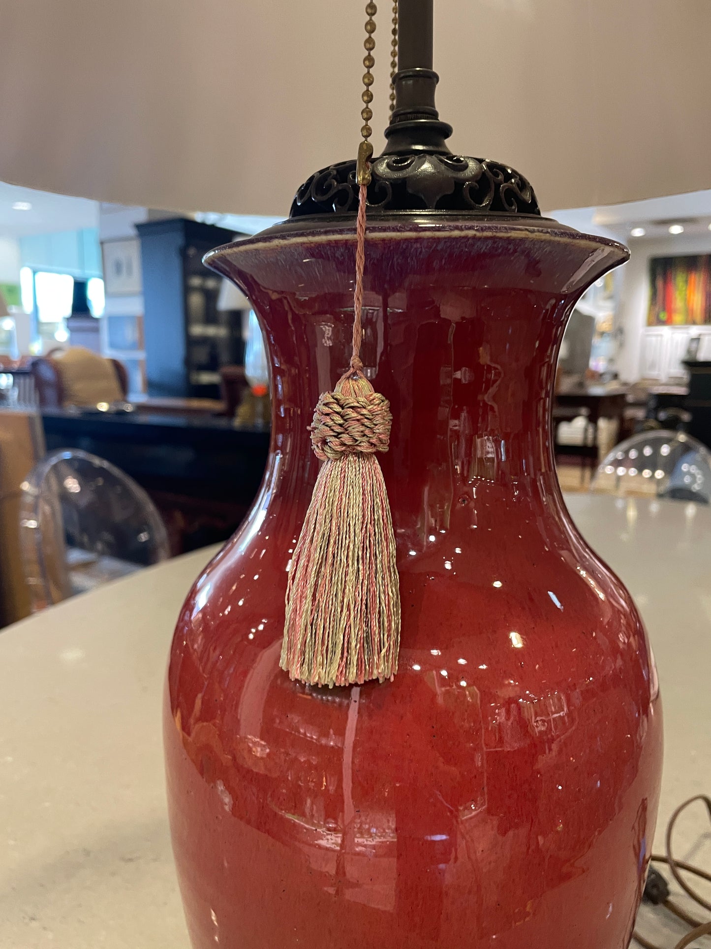 Antique Sang de Boeuf Vase Lamp (0HP00T)