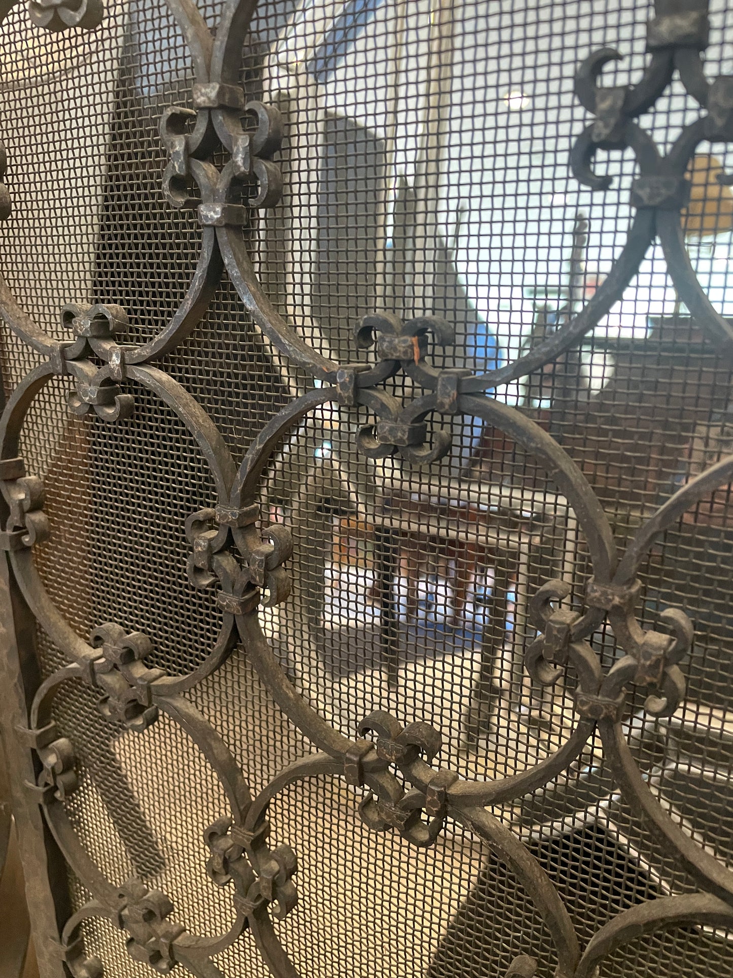 Forged Iron Figural Fireplace Spark Screen with Dragon Detail (0HP005)