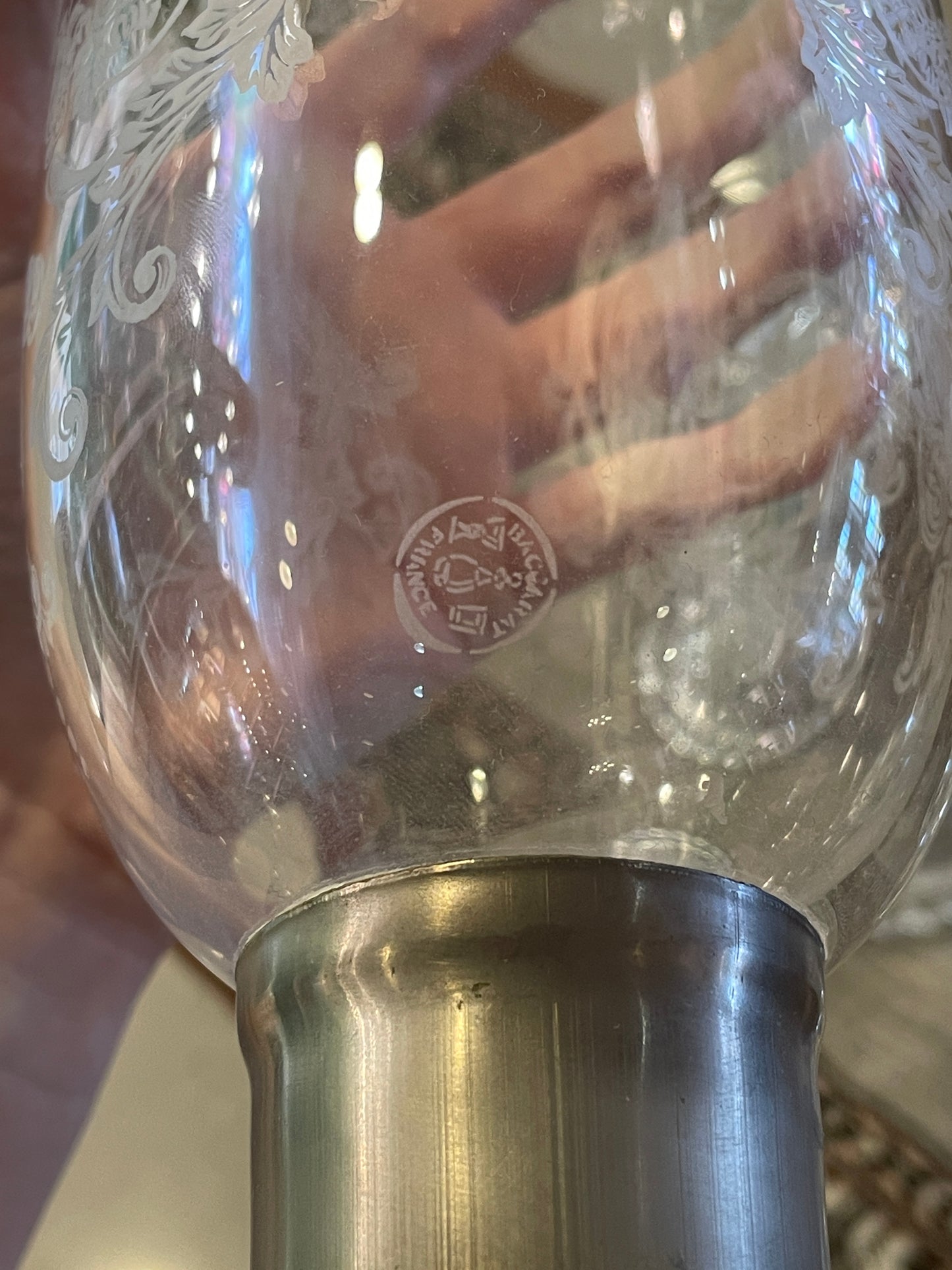 Baccarat Medallion Hurricane Candelabras, a pair (0P3001)
