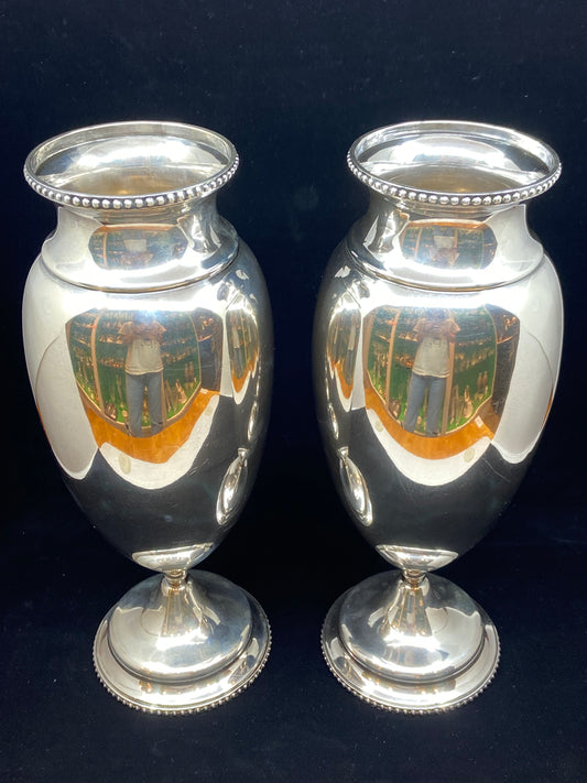 Pair of Buccellati Sterling Silver 20th Century Vases (27947)